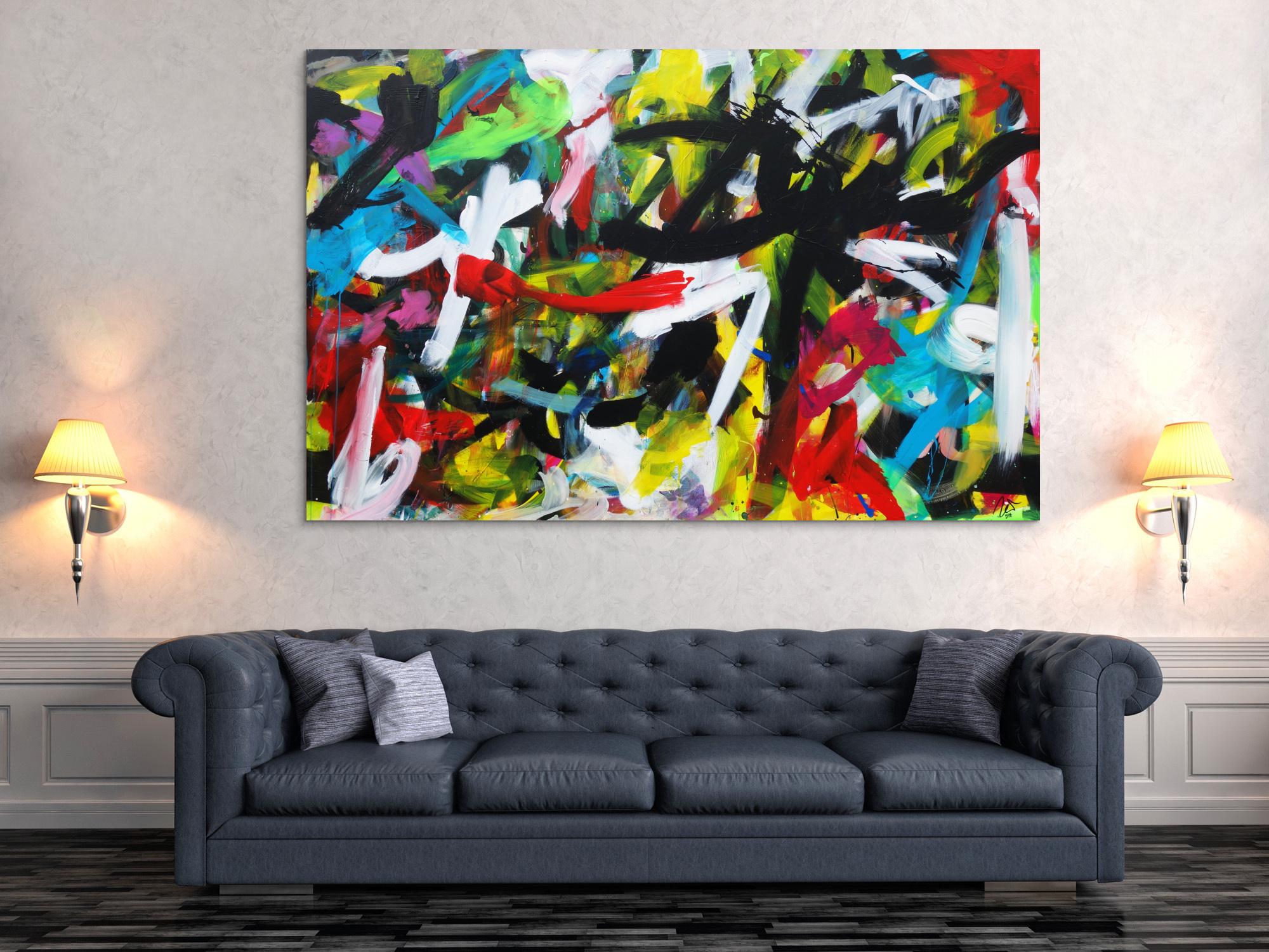 Expressionistische Malerei buntes abstraktes Acrylbild Zeitgenössisch modern Informel