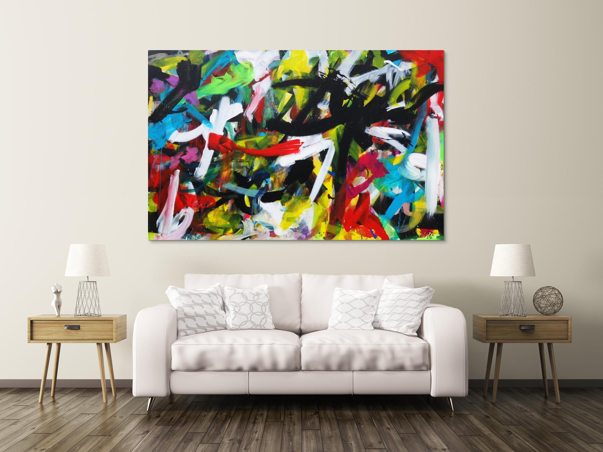 Expressionistische Malerei buntes abstraktes Acrylbild Zeitgenössisch modern Informel