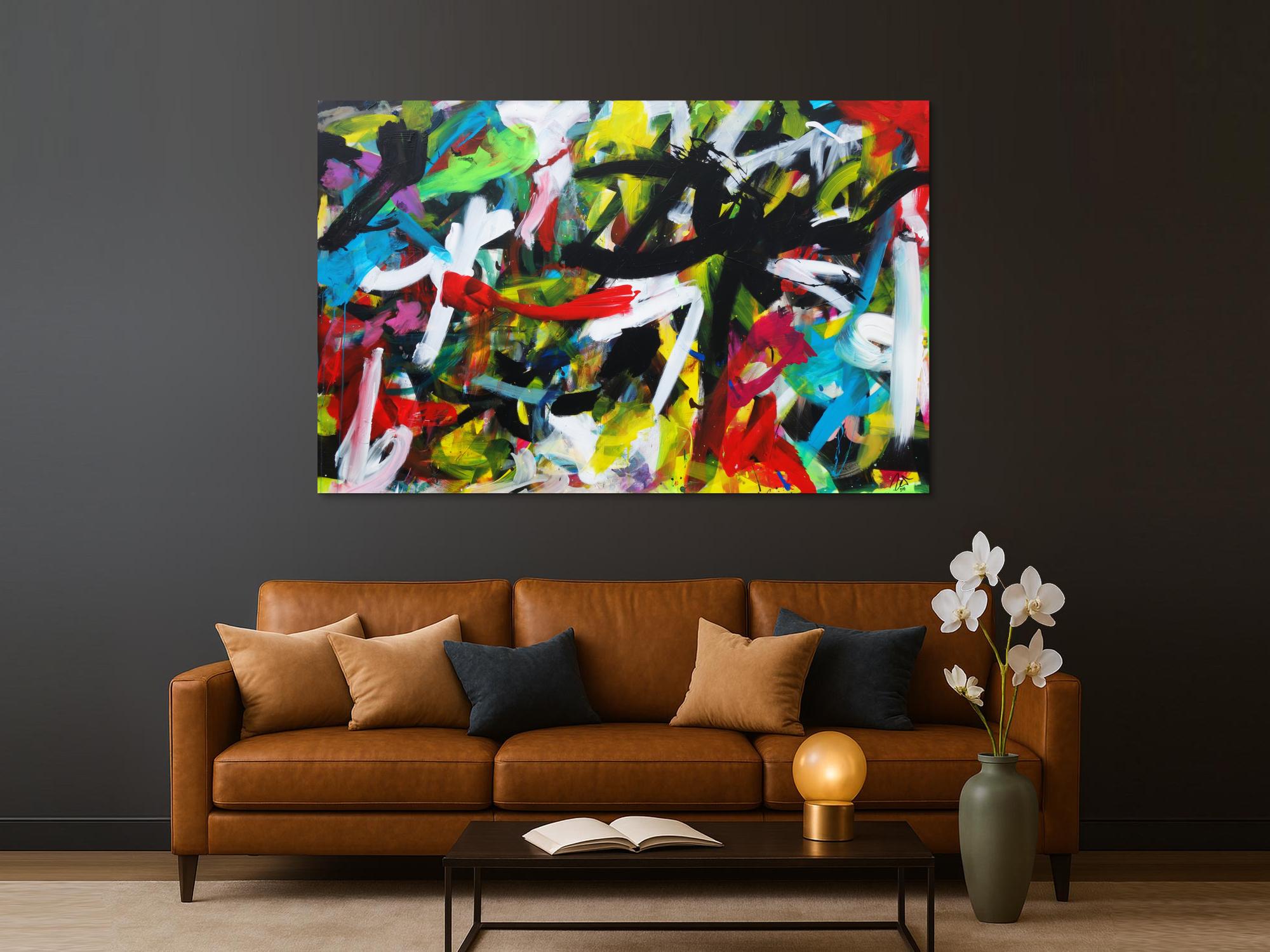 Expressionistische Malerei buntes abstraktes Acrylbild Zeitgenössisch modern Informel