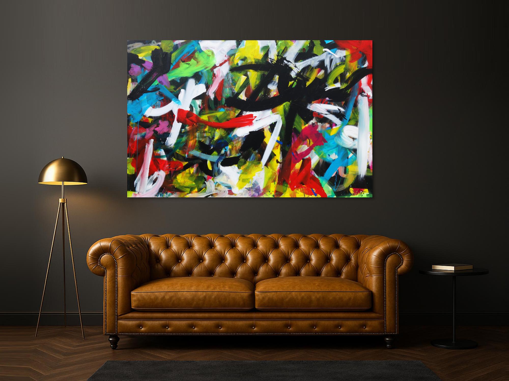 Expressionistische Malerei buntes abstraktes Acrylbild Zeitgenössisch modern Informel