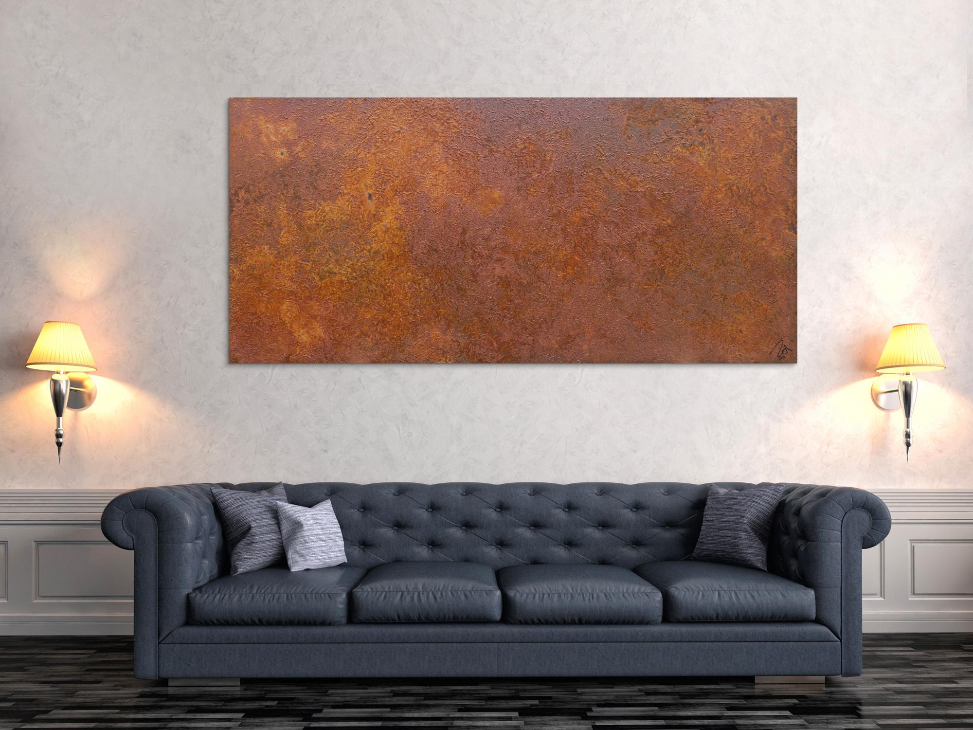 Abstraktes Bild aus echtem Rost auf Leinwand moderne Kunst abstrakt Expressionistisch