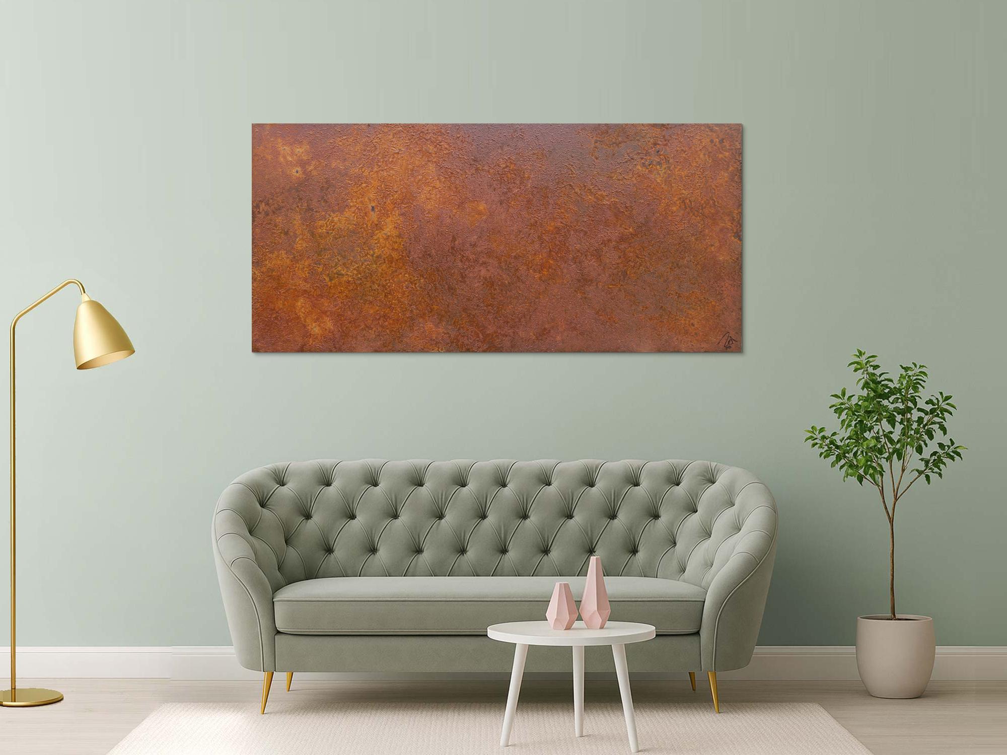 Abstraktes Bild aus echtem Rost auf Leinwand moderne Kunst abstrakt Expressionistisch