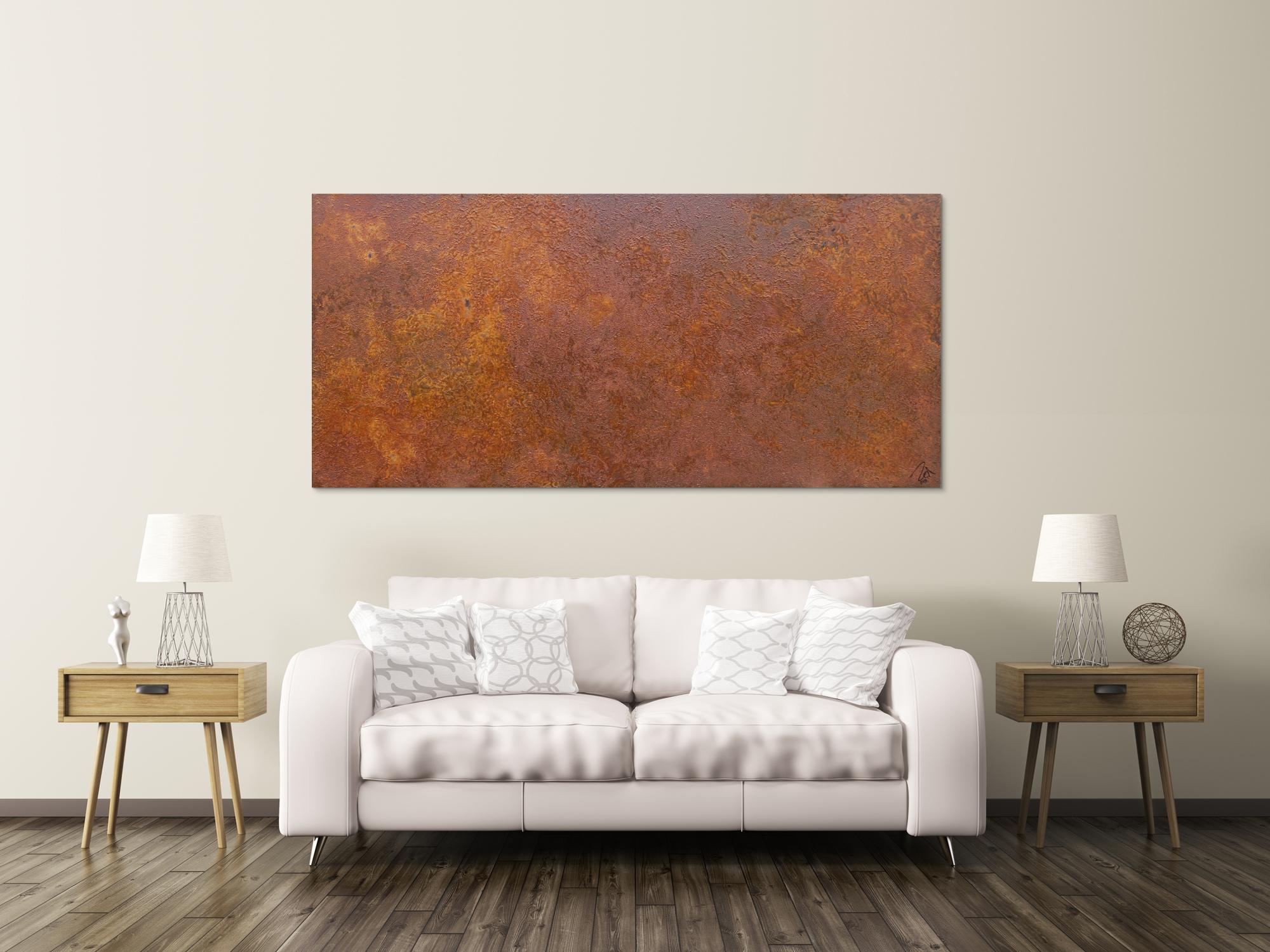 Abstraktes Bild aus echtem Rost auf Leinwand moderne Kunst abstrakt Expressionistisch