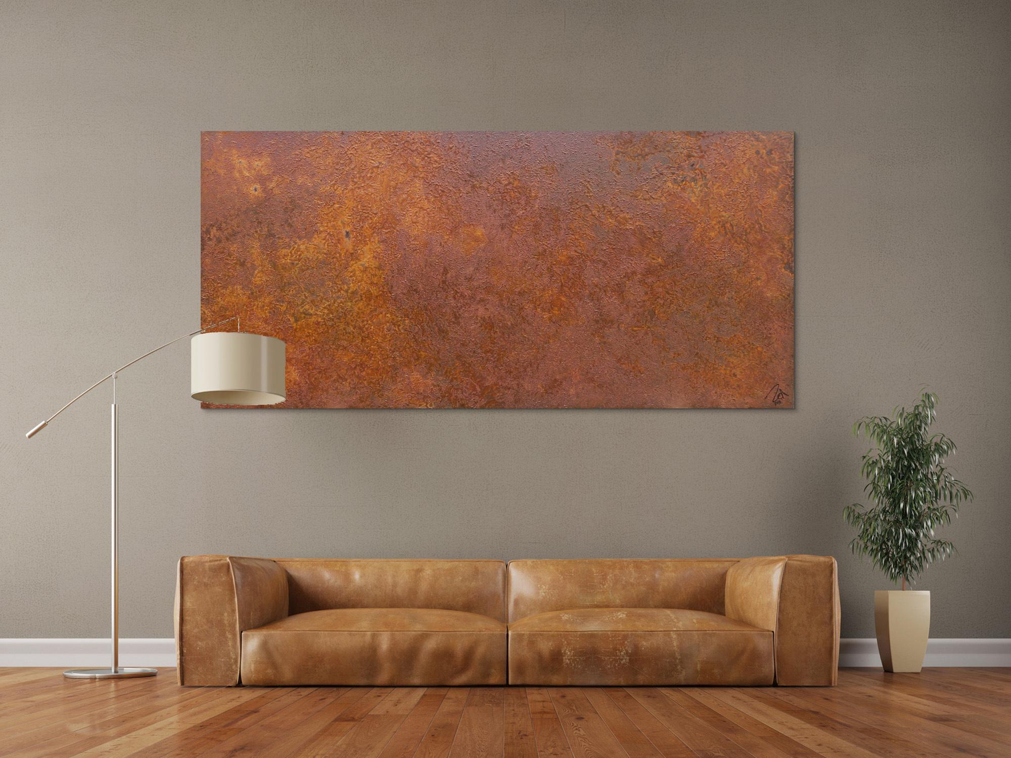 Abstraktes Bild aus echtem Rost auf Leinwand moderne Kunst abstrakt Expressionistisch