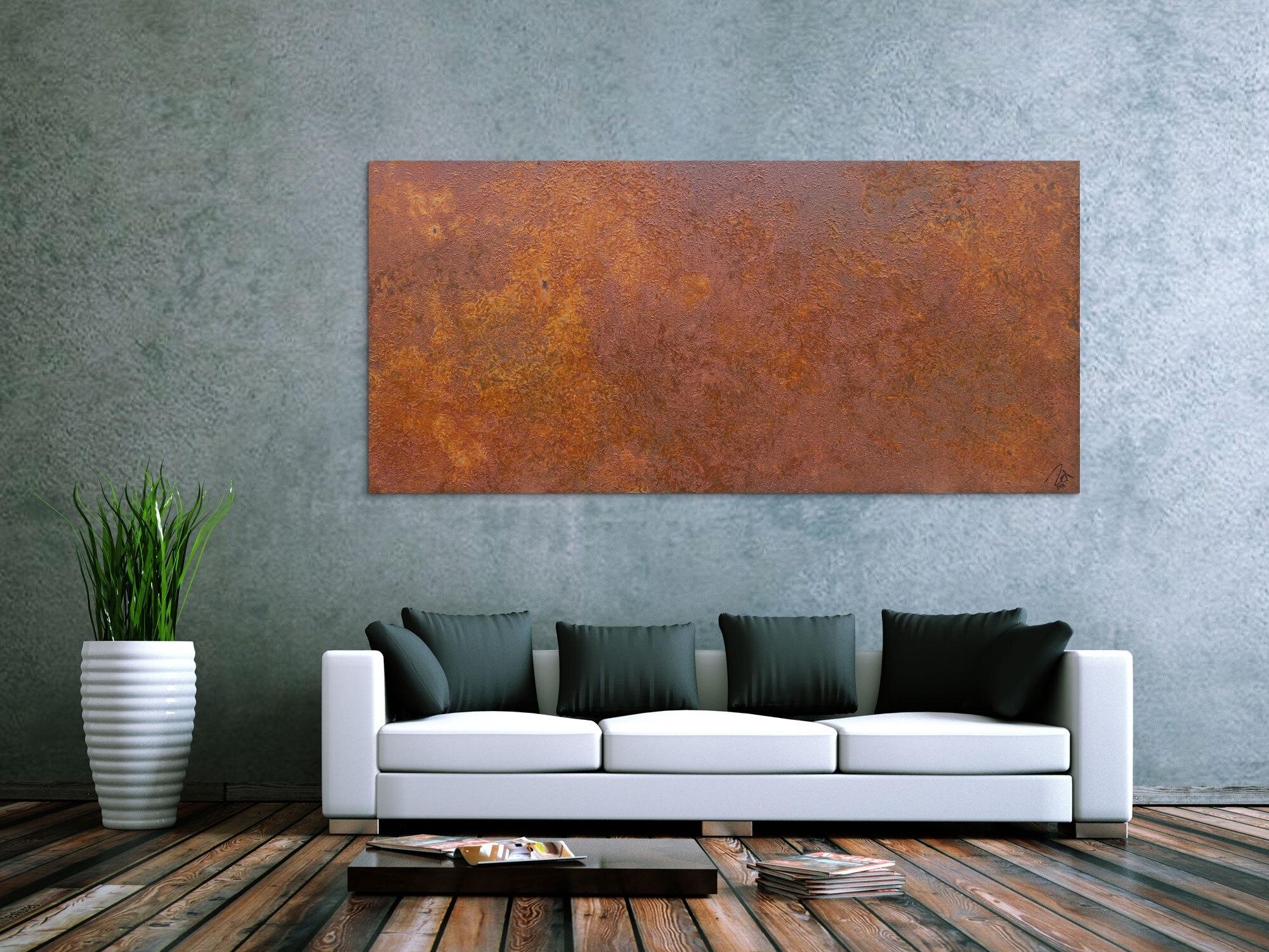 Abstraktes Bild aus echtem Rost auf Leinwand moderne Kunst abstrakt Expressionistisch