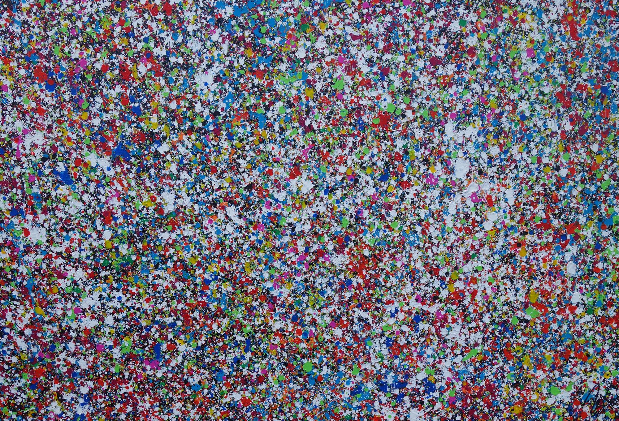 Abstraktes Acrylbild Splash Art expressionistisch Action painting zeitgenössisch auf Leinwand