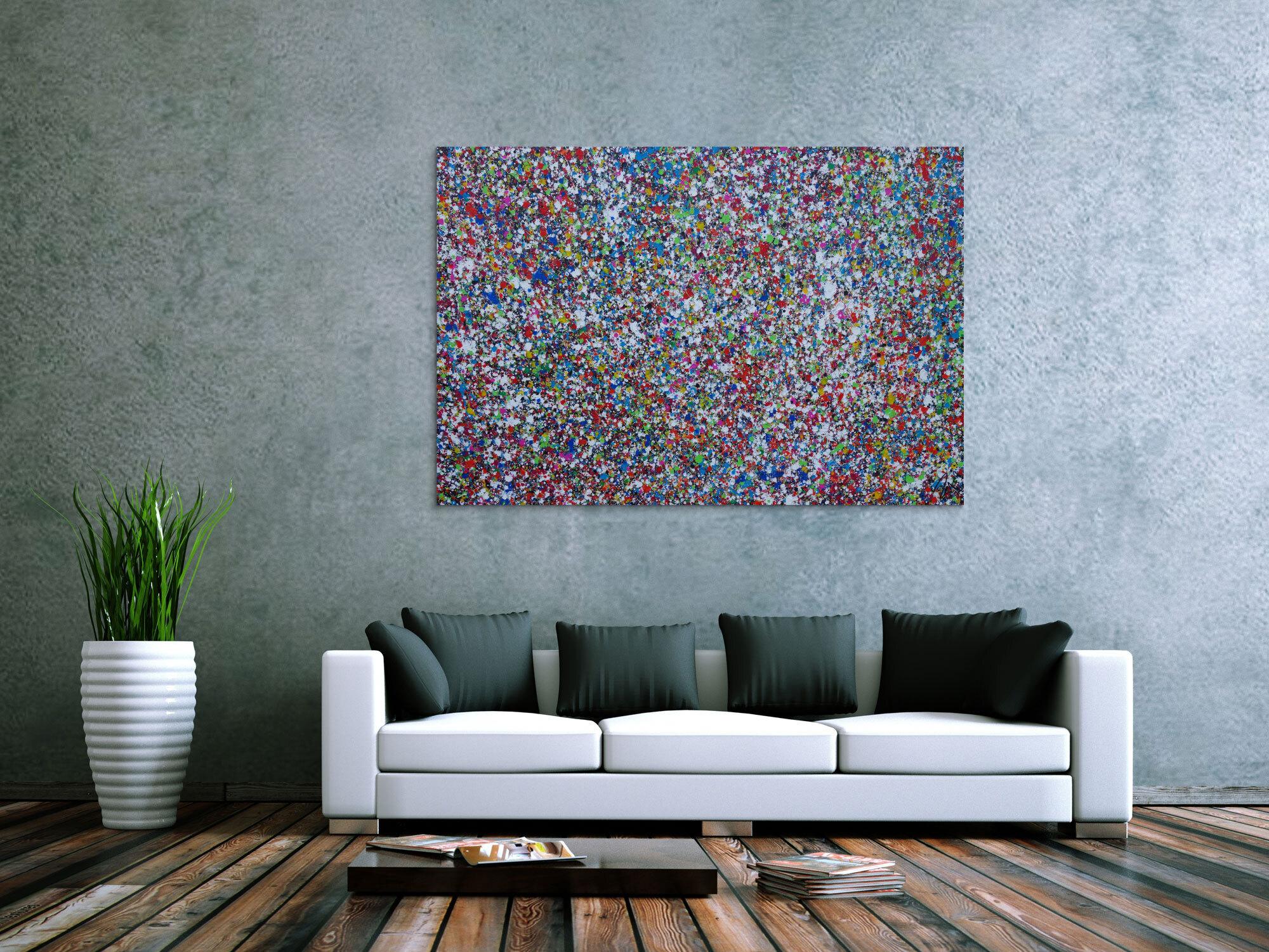 Abstraktes Acrylbild Splash Art expressionistisch Action painting zeitgenössisch auf Leinwand