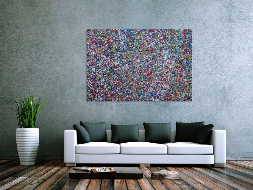 Abstraktes Acrylbild Splash Art expressionistisch Action painting zeitgenössisch auf Leinwand
