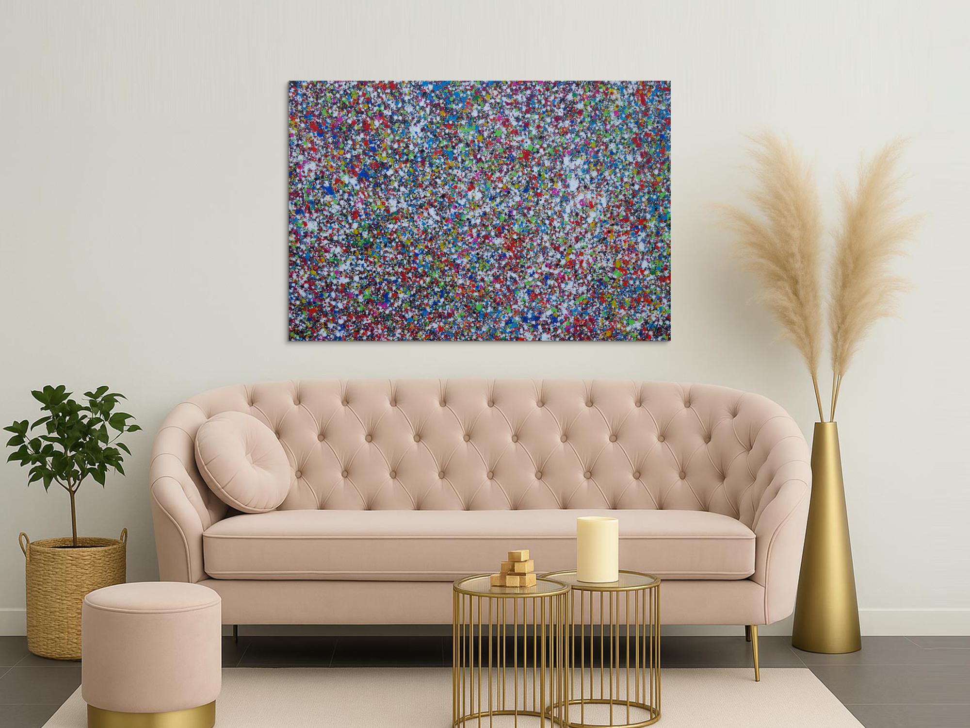 Abstraktes Acrylbild Splash Art expressionistisch Action painting zeitgenössisch auf Leinwand