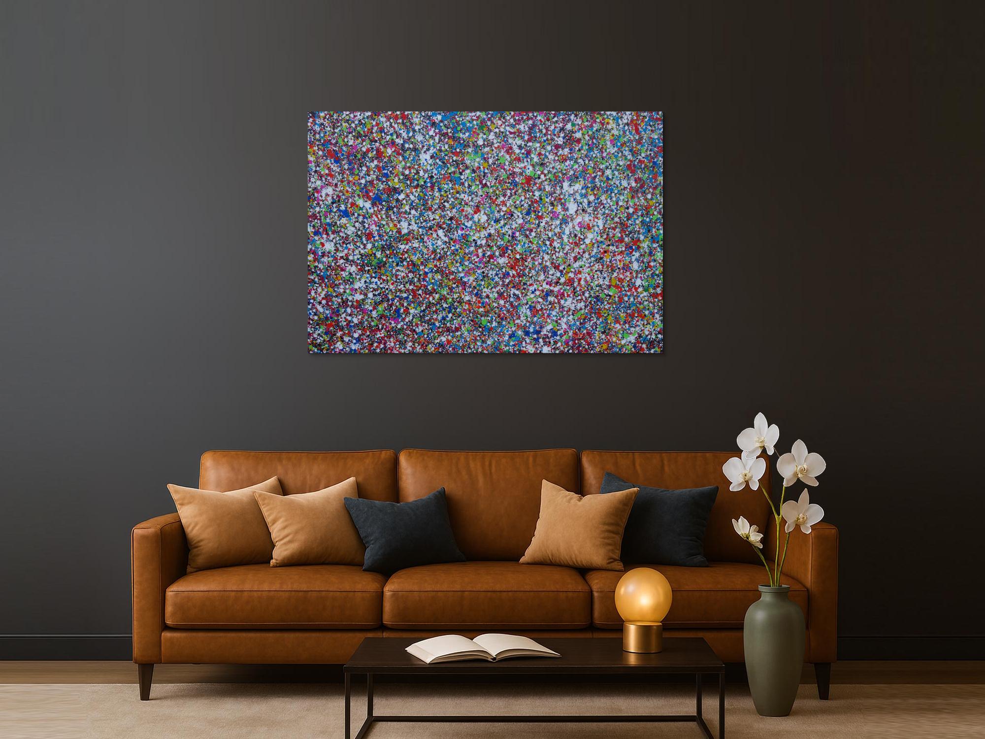Abstraktes Acrylbild Splash Art expressionistisch Action painting zeitgenössisch auf Leinwand