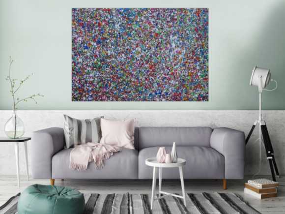 Abstraktes Acrylbild Splash Art expressionistisch Action painting zeitgenössisch auf Leinwand