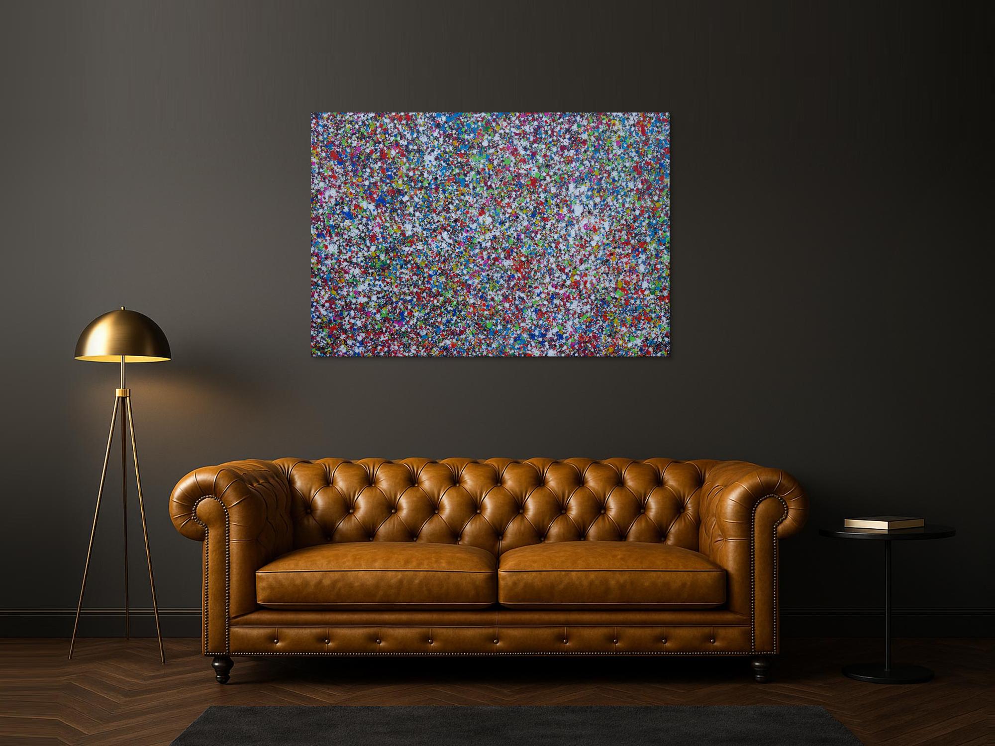 Abstraktes Acrylbild Splash Art expressionistisch Action painting zeitgenössisch auf Leinwand