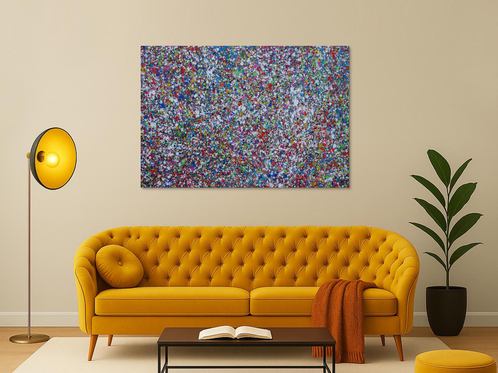 Abstraktes Acrylbild Splash Art expressionistisch Action painting zeitgenössisch auf Leinwand