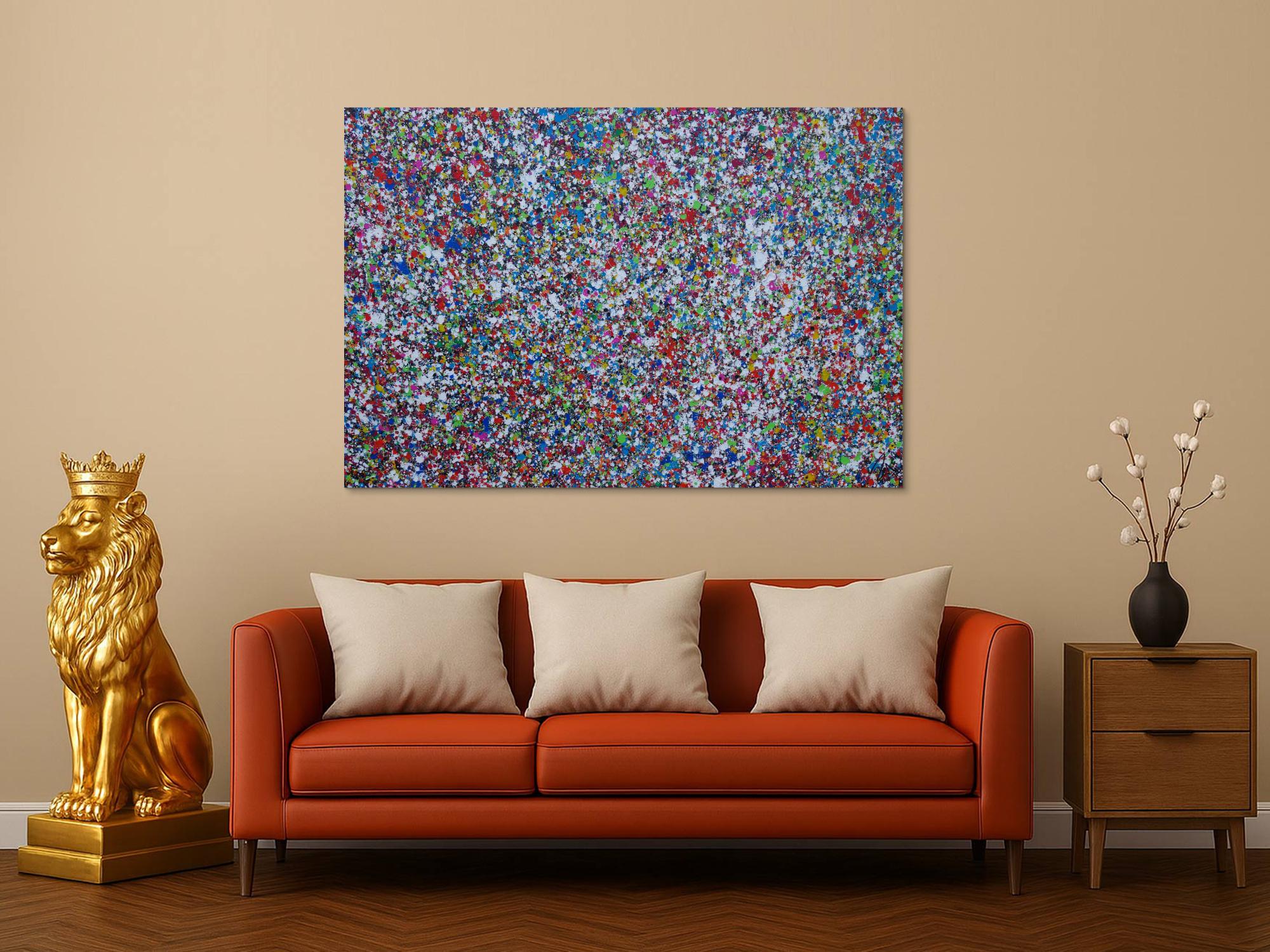 Abstraktes Acrylbild Splash Art expressionistisch Action painting zeitgenössisch auf Leinwand