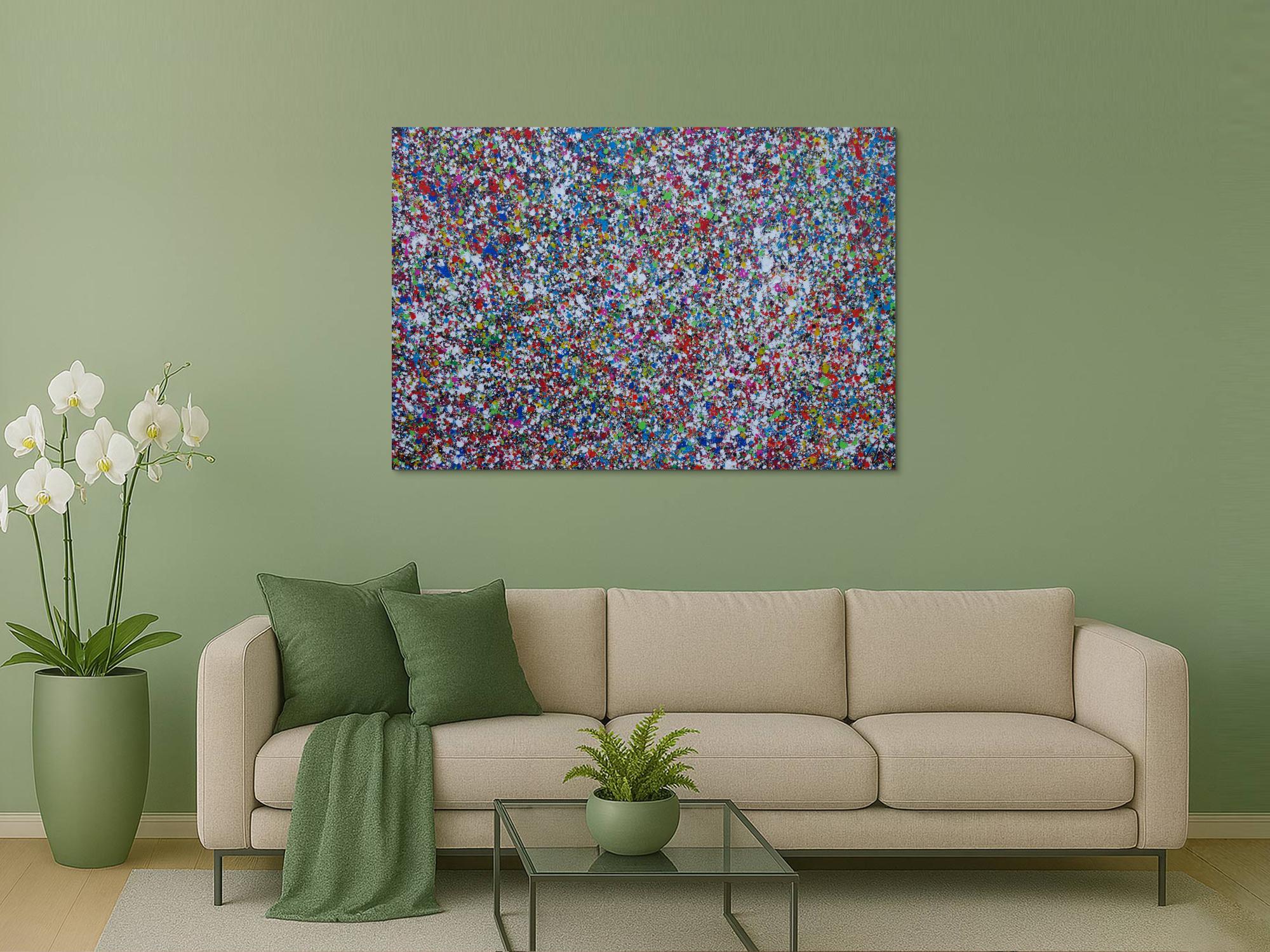 Abstraktes Acrylbild Splash Art expressionistisch Action painting zeitgenössisch auf Leinwand