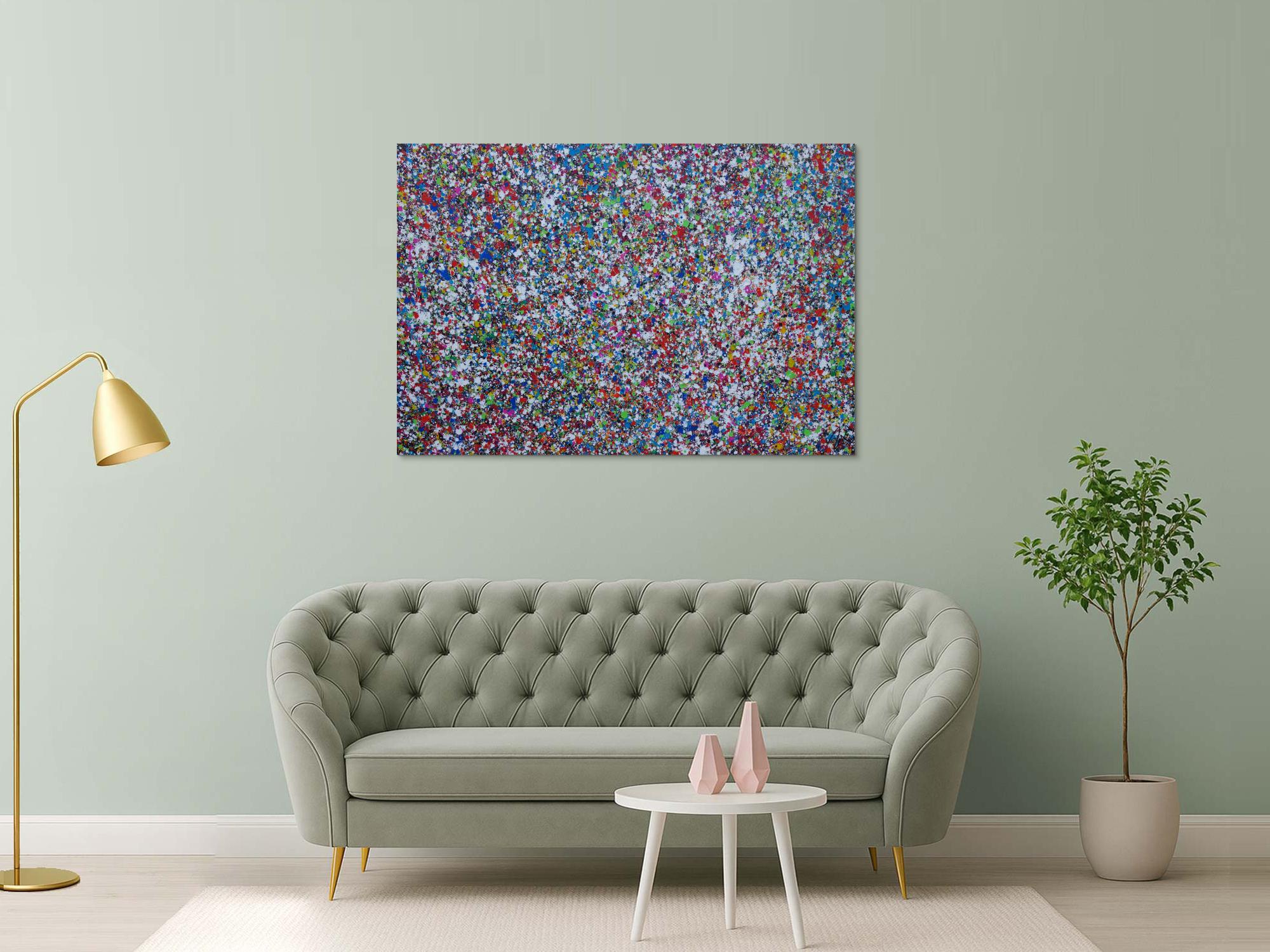 Abstraktes Acrylbild Splash Art expressionistisch Action painting zeitgenössisch auf Leinwand