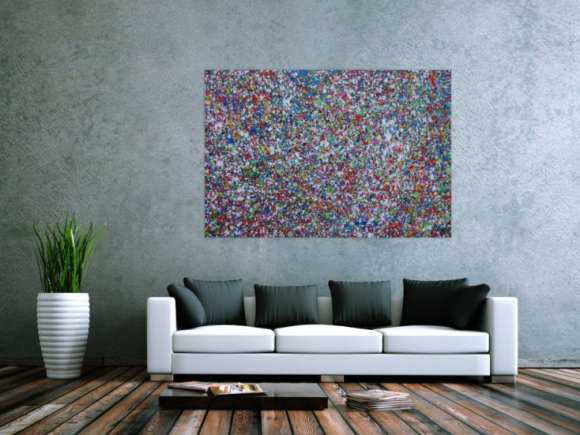 Abstraktes Acrylbild Splash Art expressionistisch Action painting zeitgenössisch auf Leinwand