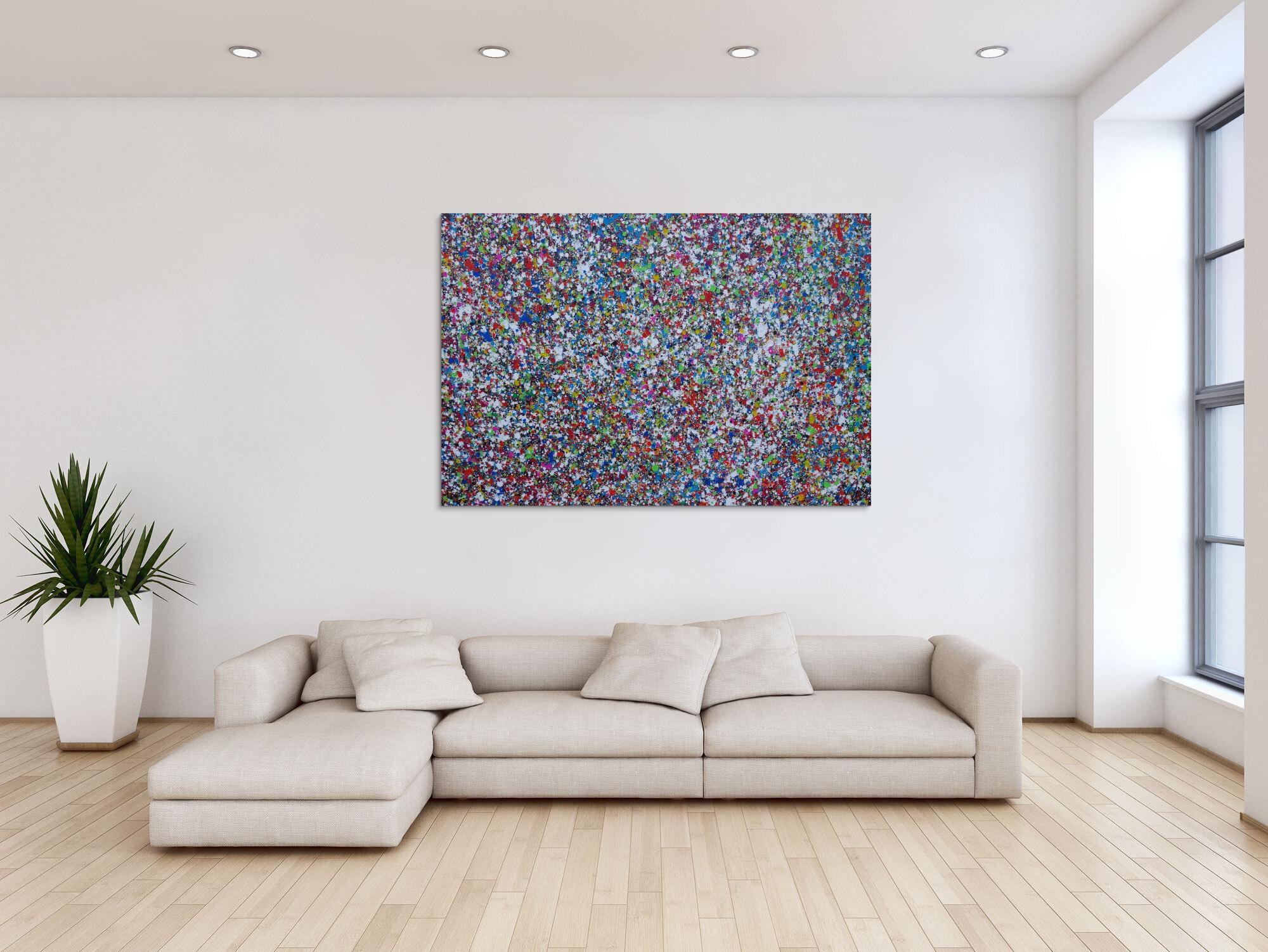 Abstraktes Acrylbild Splash Art expressionistisch Action painting zeitgenössisch auf Leinwand