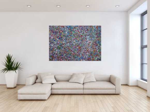 Abstraktes Acrylbild Splash Art expressionistisch Action painting zeitgenössisch auf Leinwand