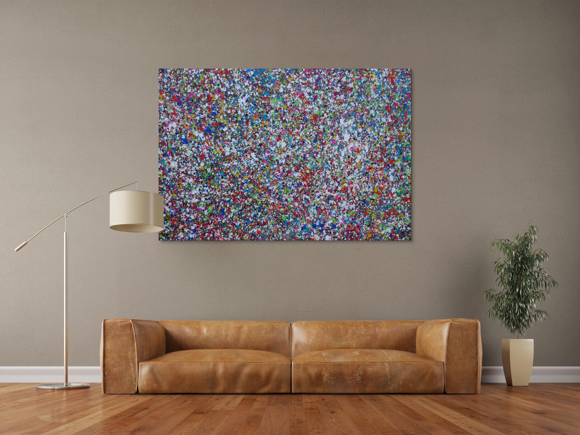 Abstraktes Acrylbild Splash Art expressionistisch Action painting zeitgenössisch auf Leinwand