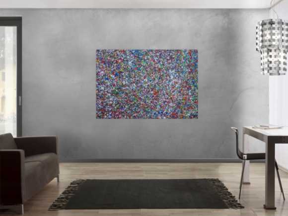 Abstraktes Acrylbild Splash Art expressionistisch Action painting zeitgenössisch auf Leinwand
