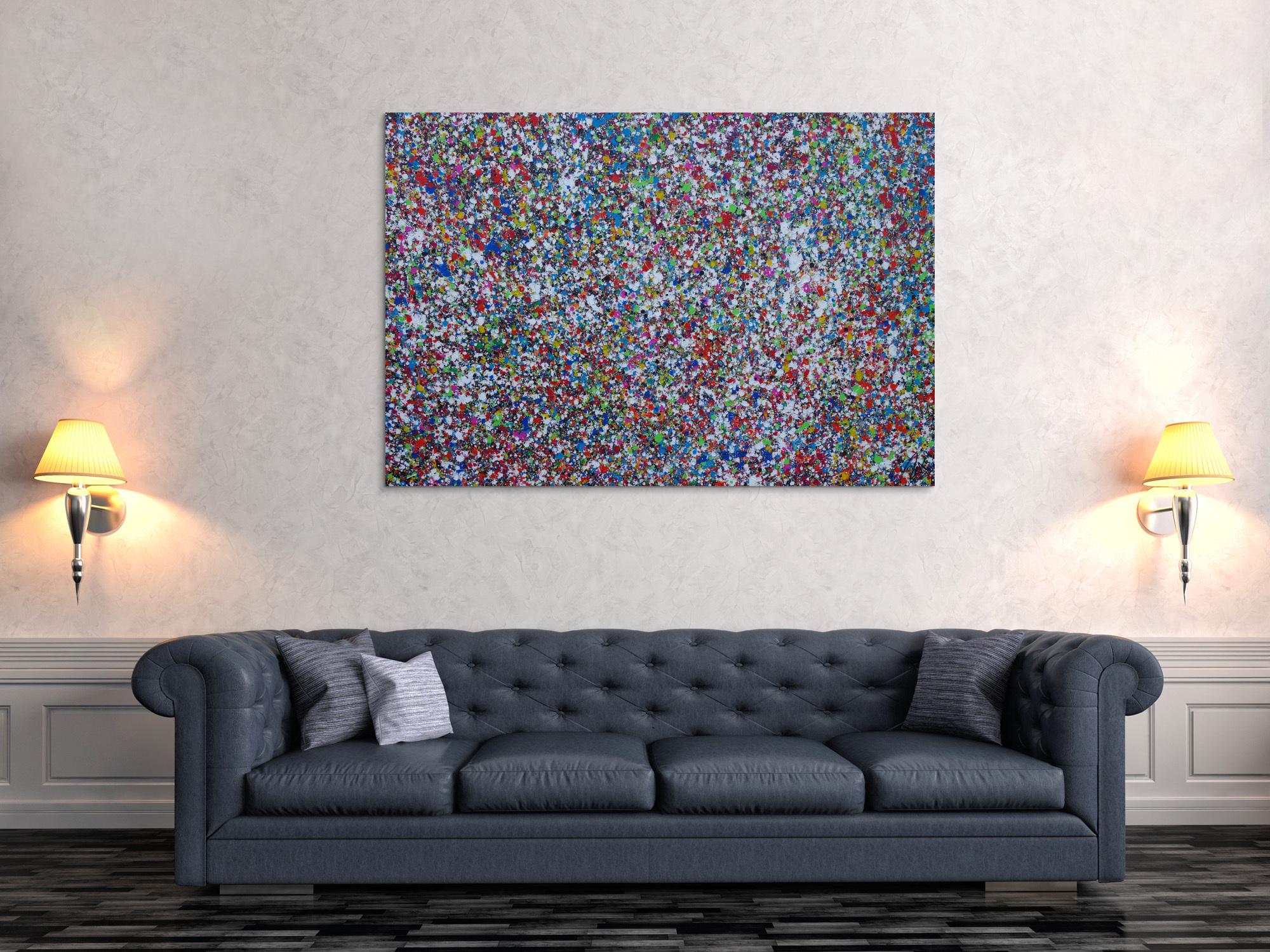 Abstraktes Acrylbild Splash Art expressionistisch Action painting zeitgenössisch auf Leinwand