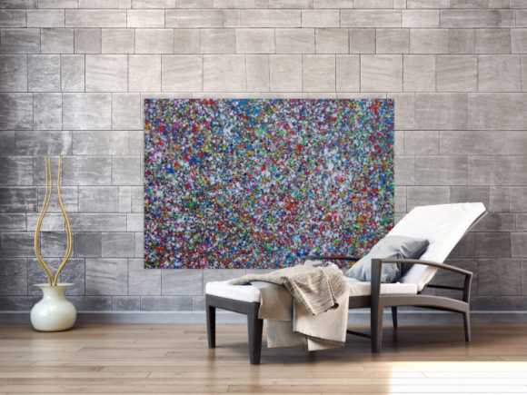 Abstraktes Acrylbild Splash Art expressionistisch Action painting zeitgenössisch auf Leinwand