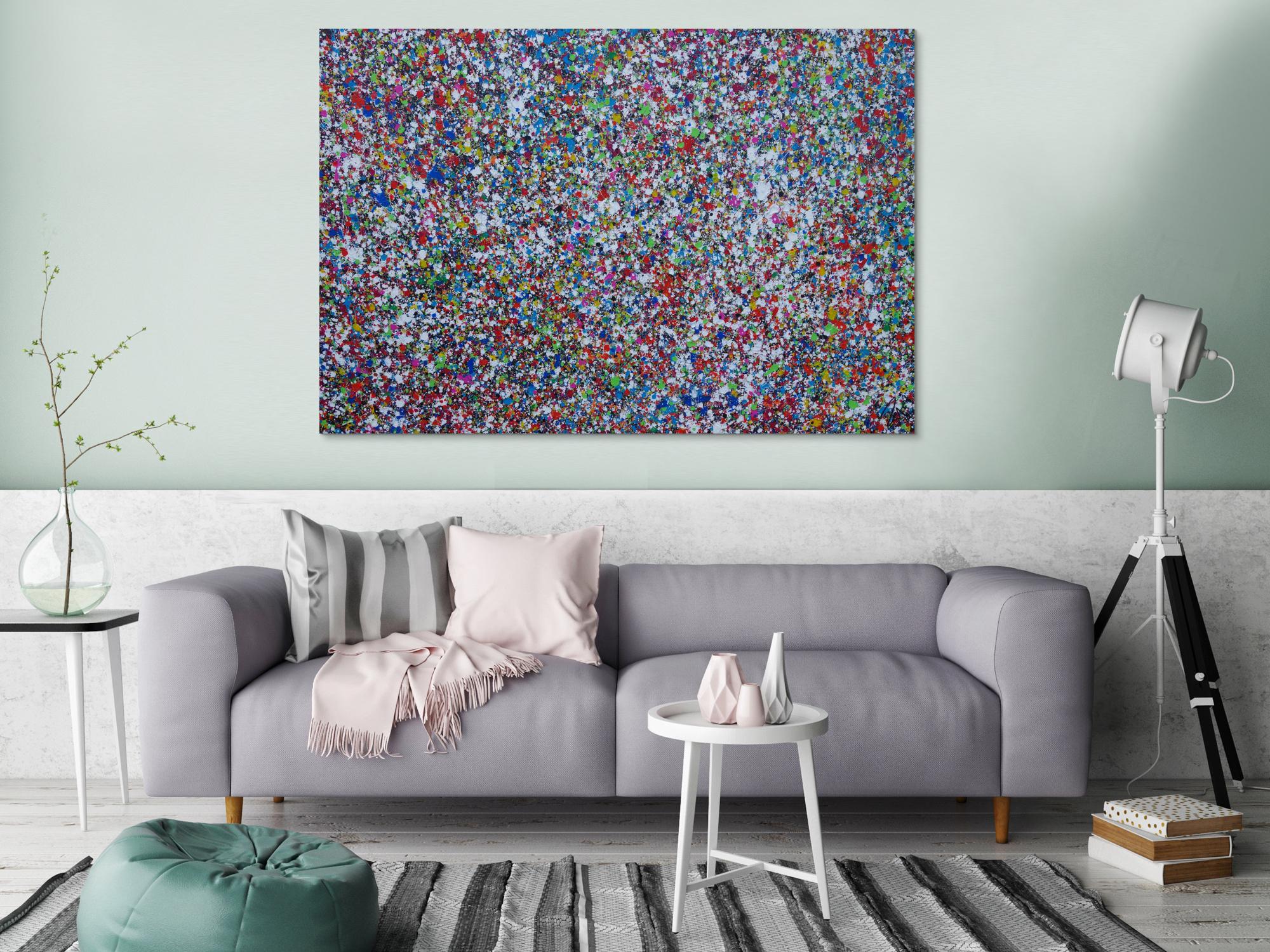 Abstraktes Acrylbild Splash Art expressionistisch Action painting zeitgenössisch auf Leinwand