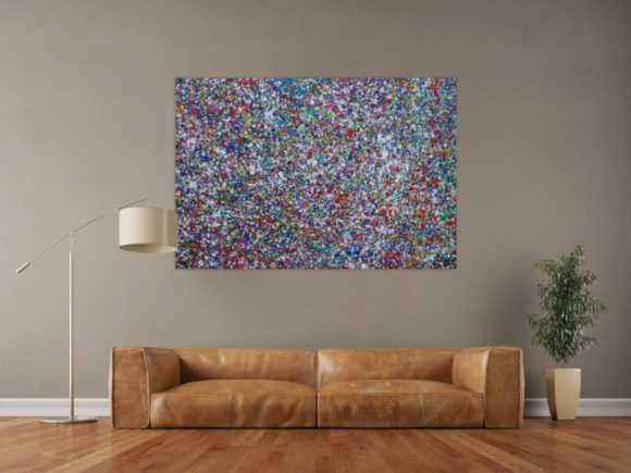 Abstraktes Acrylbild Splash Art expressionistisch Action painting zeitgenössisch auf Leinwand