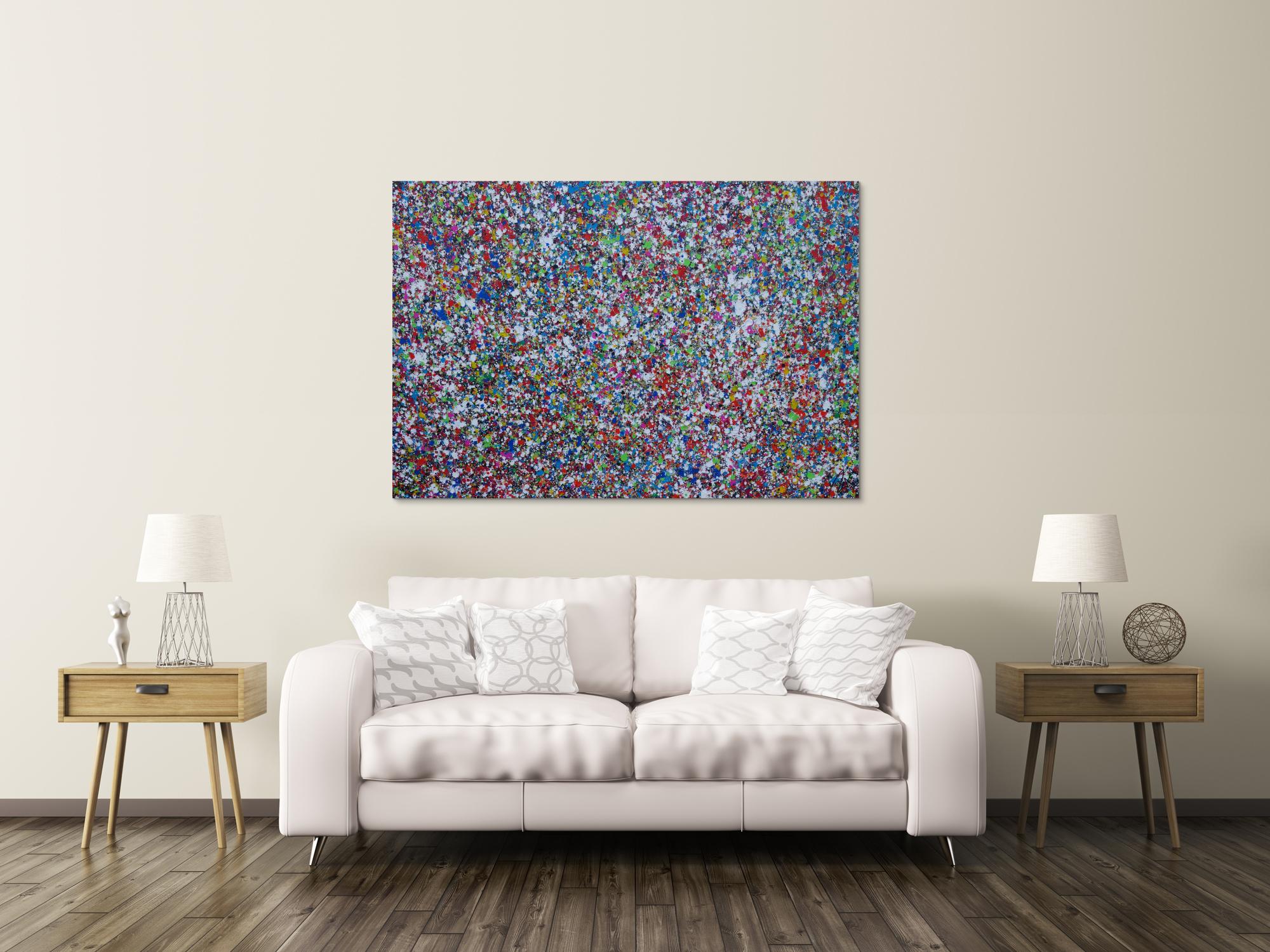 Abstraktes Acrylbild Splash Art expressionistisch Action painting zeitgenössisch auf Leinwand