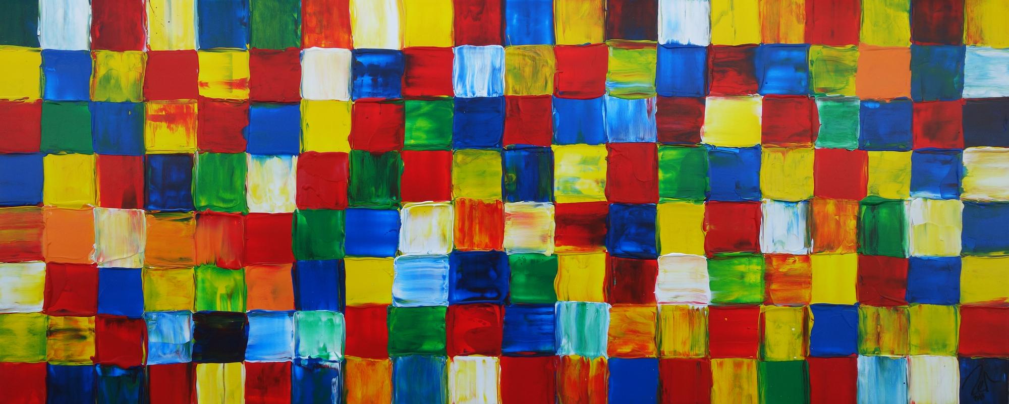 Abstraktes Acrylbild Fälchenmalerei abstrakt Expressionistisch moderne Kunst auf Leinwand