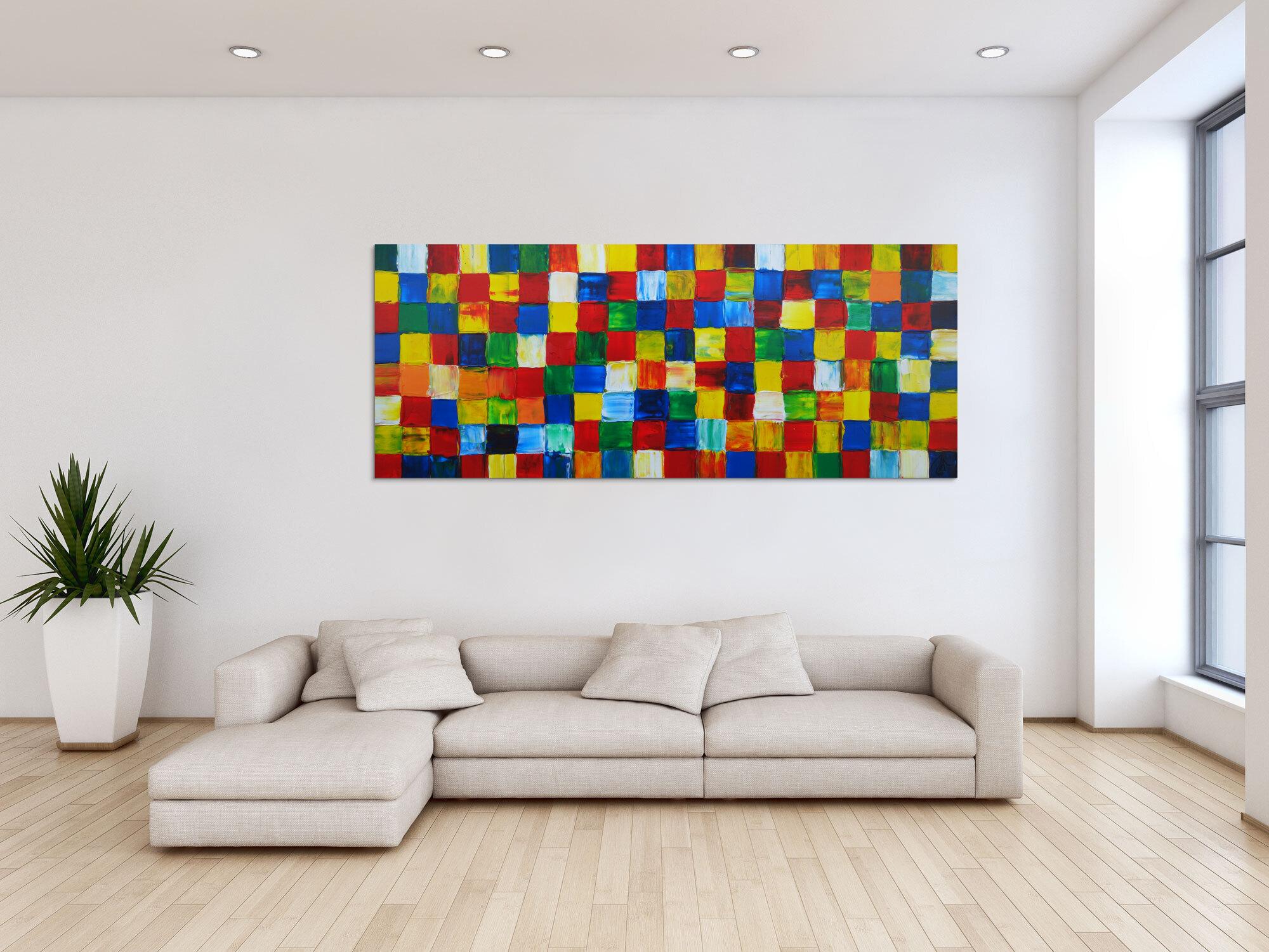 Abstraktes Acrylbild Fälchenmalerei abstrakt Expressionistisch moderne Kunst auf Leinwand