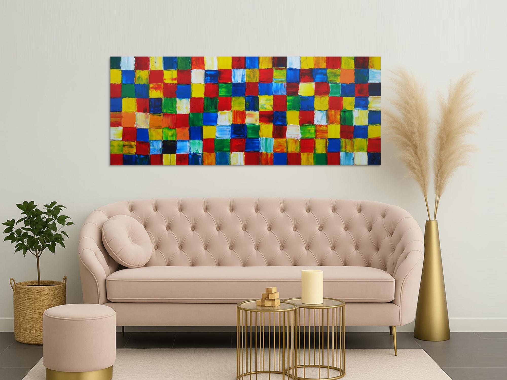 Abstraktes Acrylbild Fälchenmalerei abstrakt Expressionistisch moderne Kunst auf Leinwand