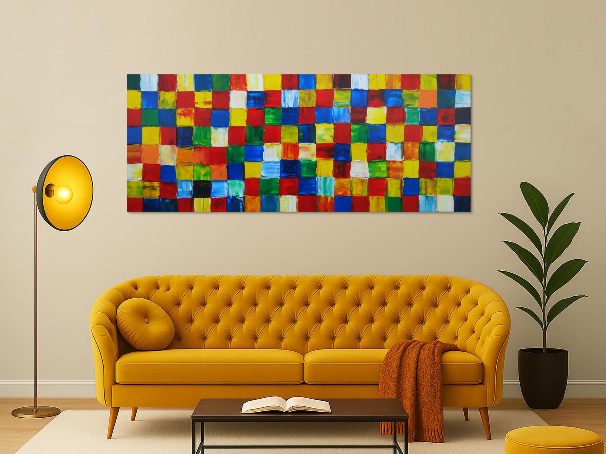 Abstraktes Acrylbild Fälchenmalerei abstrakt Expressionistisch moderne Kunst auf Leinwand