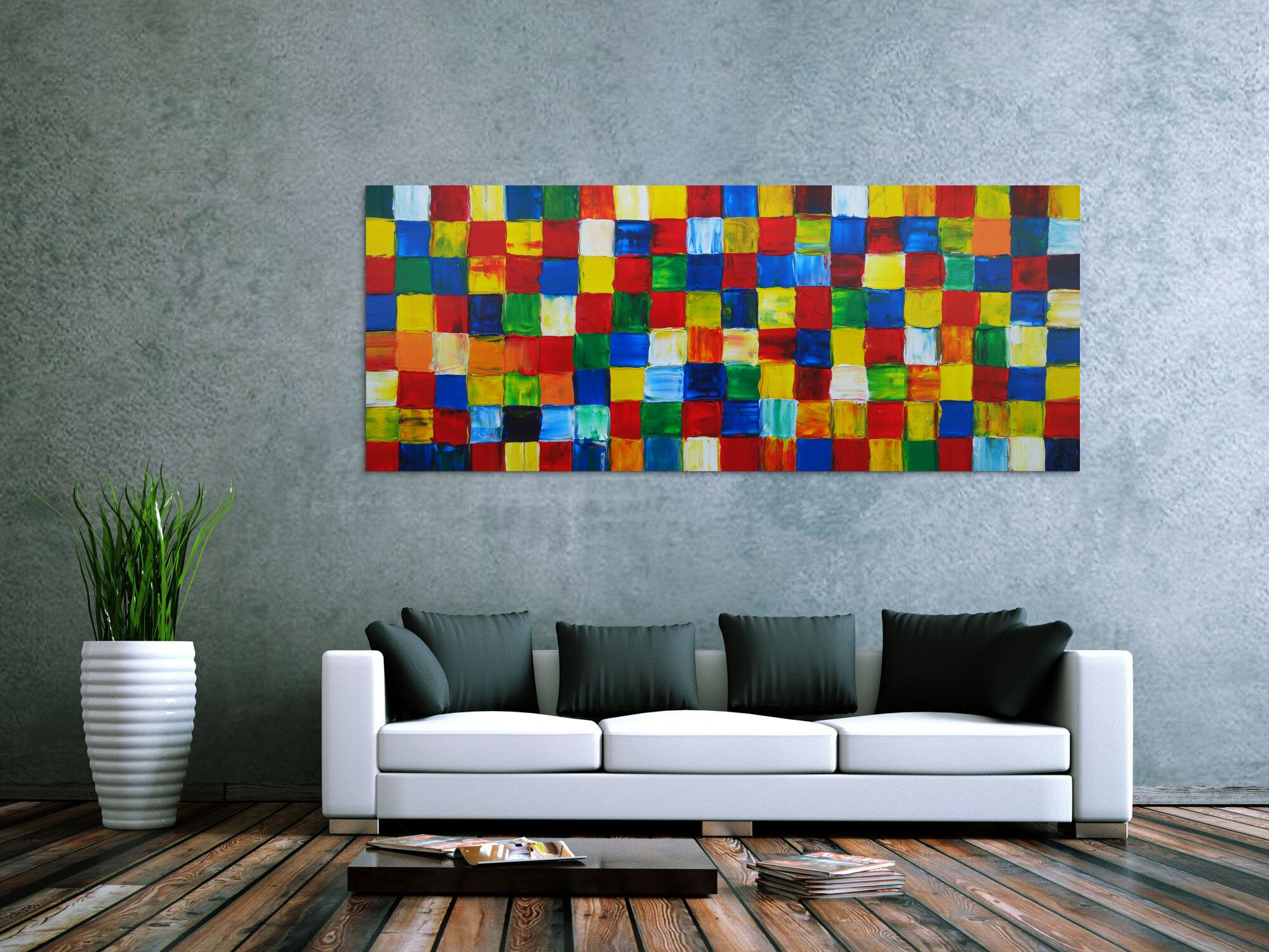 Abstraktes Acrylbild Fälchenmalerei abstrakt Expressionistisch moderne Kunst auf Leinwand