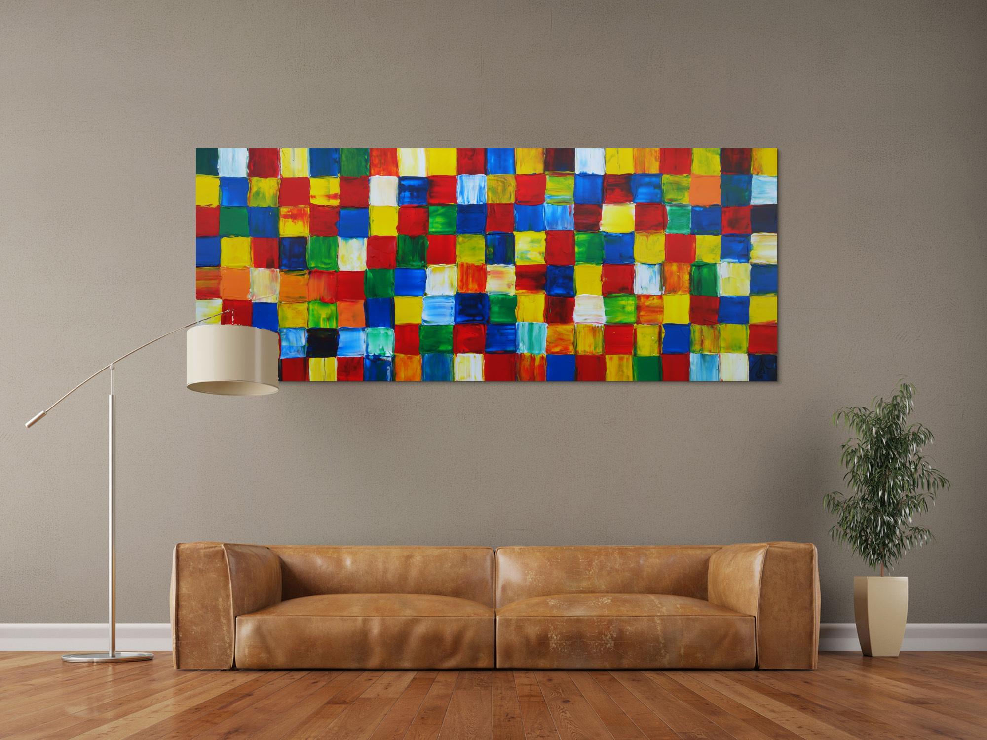 Abstraktes Acrylbild Fälchenmalerei abstrakt Expressionistisch moderne Kunst auf Leinwand