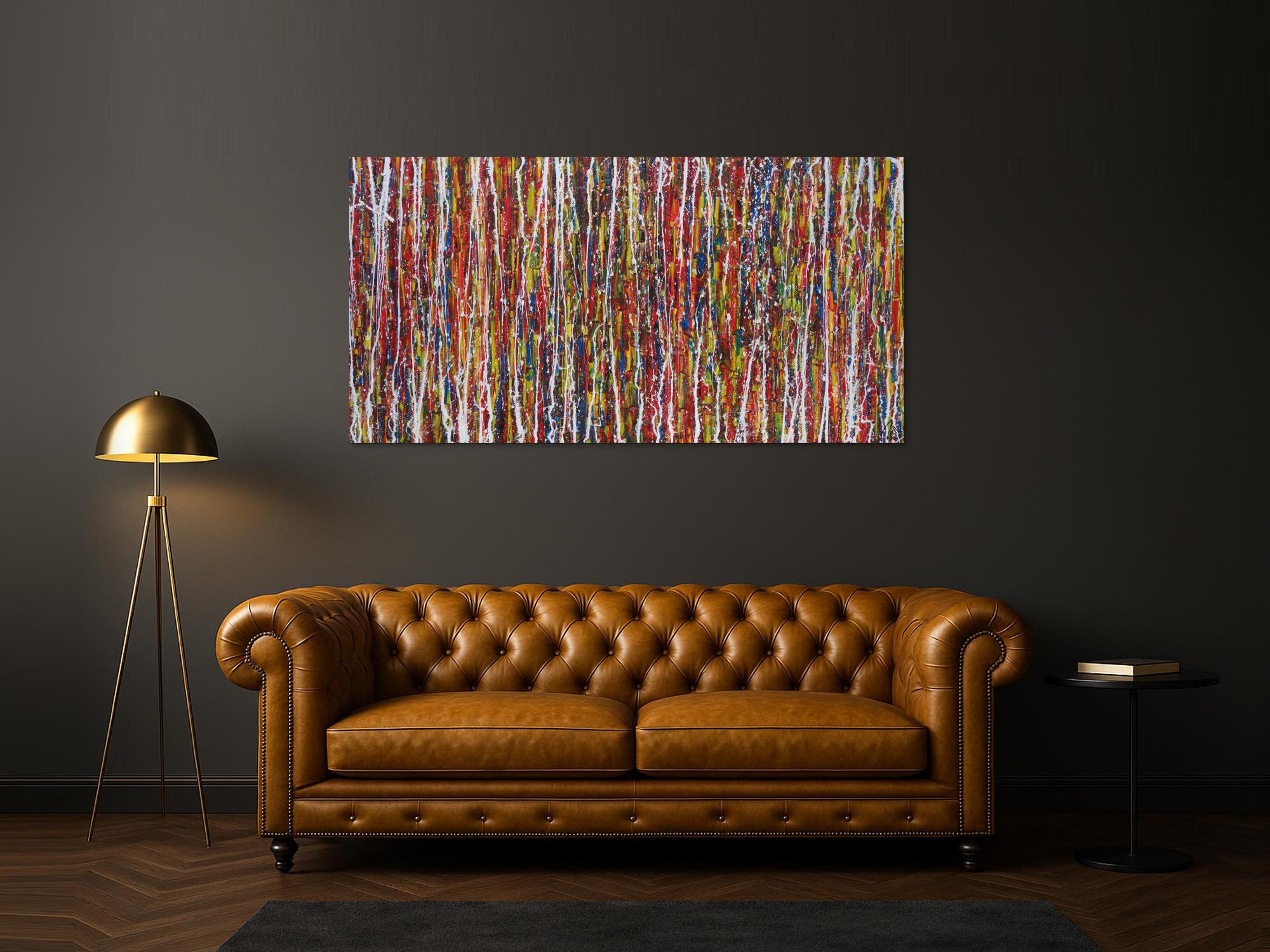 Abstraktes Acrylbild sehr bunt Action Painting modern expressionistisch