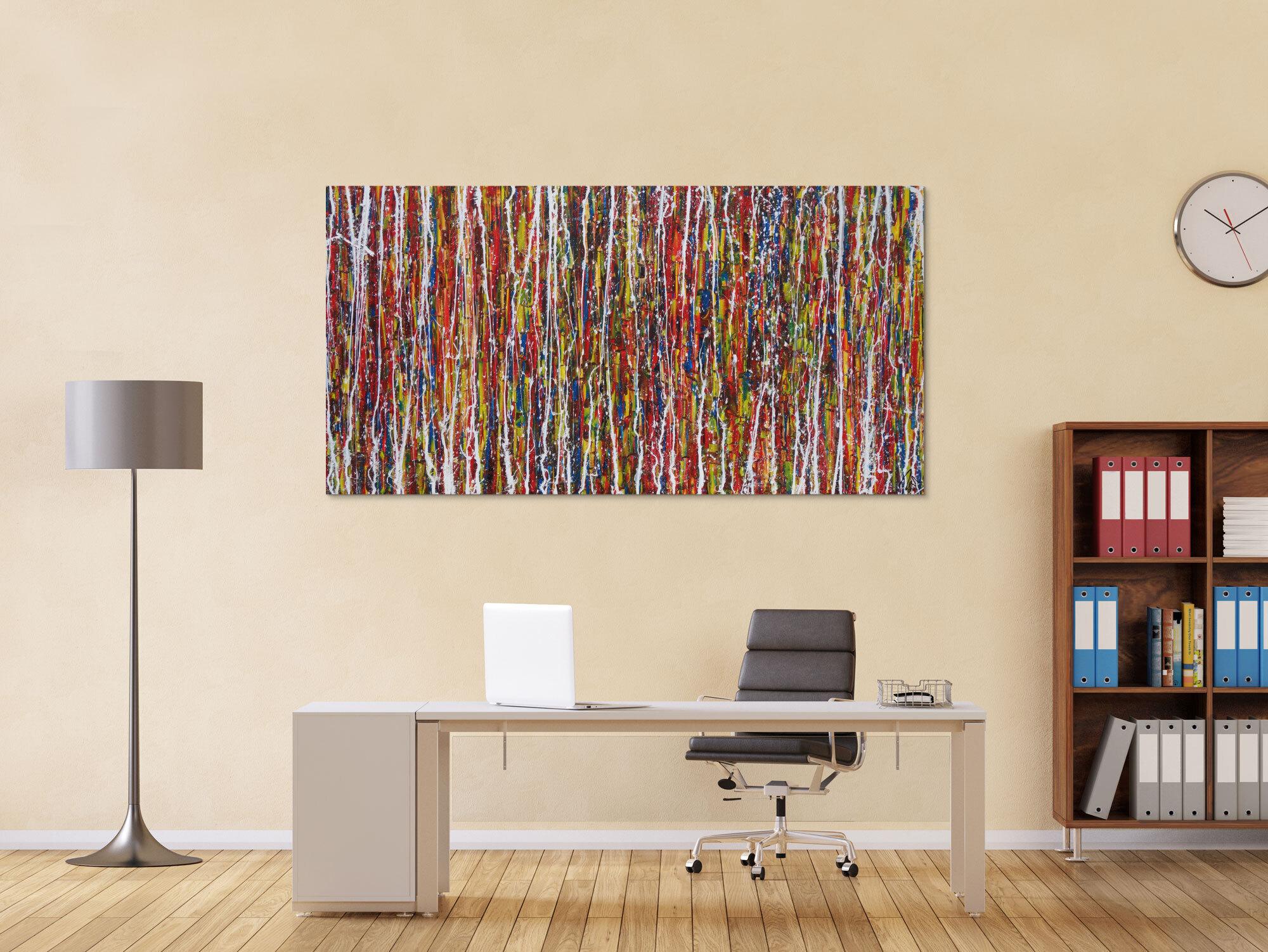 Abstraktes Acrylbild sehr bunt Action Painting modern expressionistisch