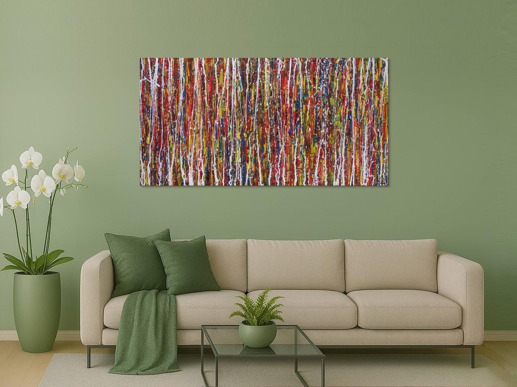 Abstraktes Acrylbild sehr bunt Action Painting modern expressionistisch