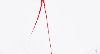 Abstraktes Acrylbild minimalistisch roter Strich auf weißem Hintergrund modern schlicht expressionistisch