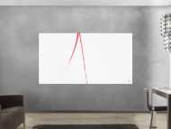Abstraktes Acrylbild minimalistisch roter Strich auf weißem Hintergrund modern schlicht expressionistisch