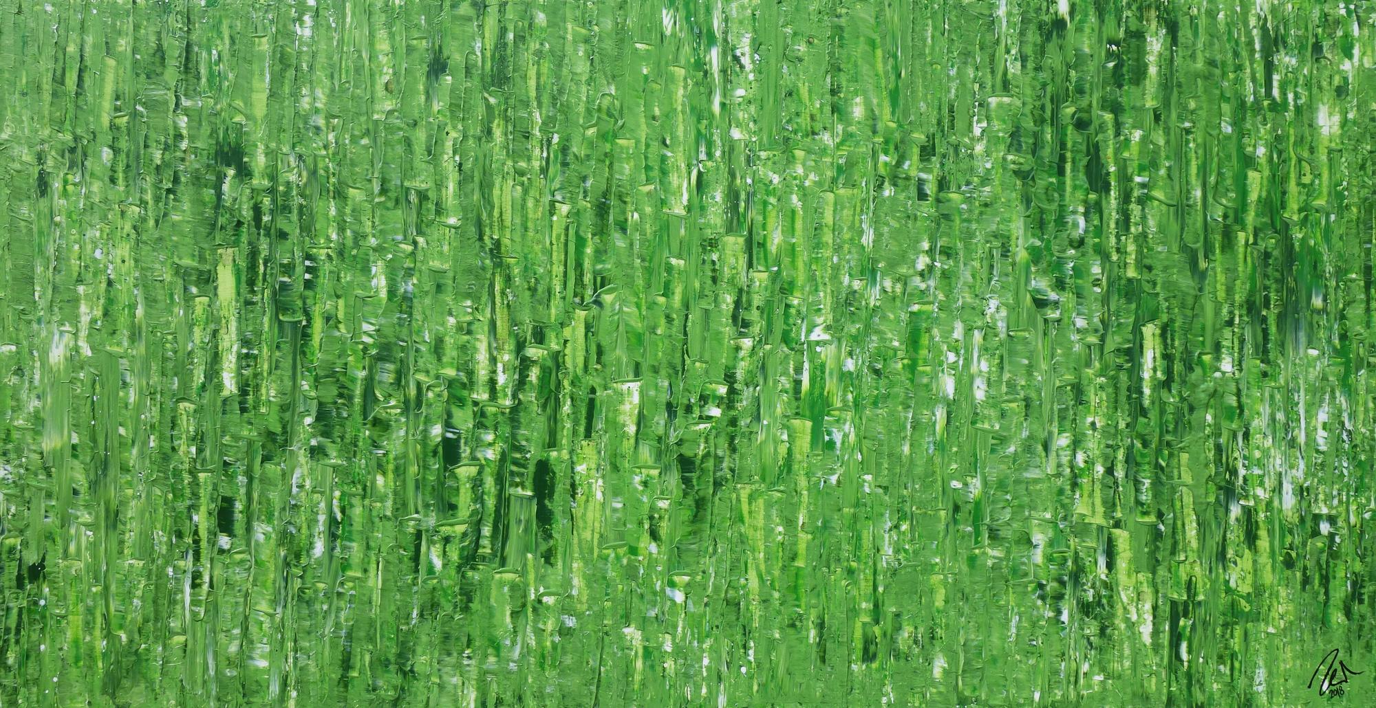 Abstraktes Acrylbild grün zeitgenössisch moderne Malerei handgemaltes Bild expressionistisch