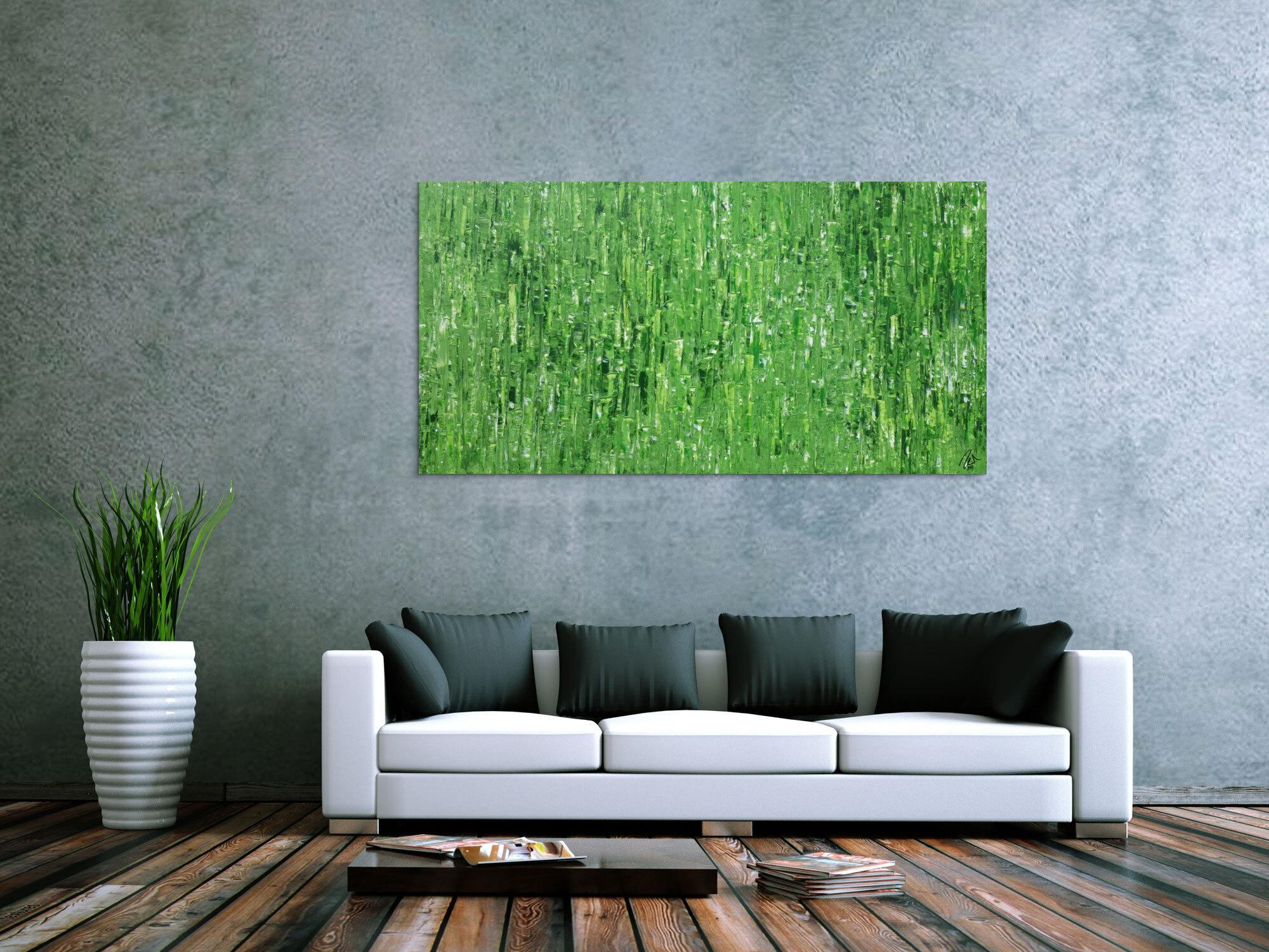 Abstraktes Acrylbild grün zeitgenössisch moderne Malerei handgemaltes Bild expressionistisch