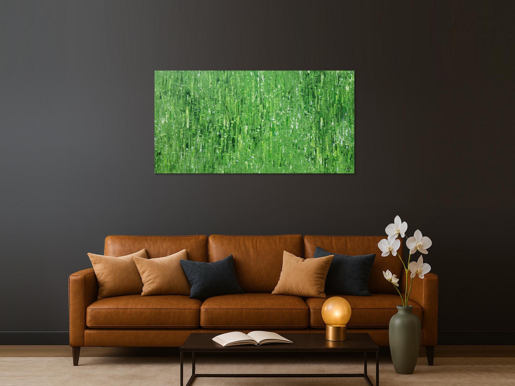 Abstraktes Acrylbild grün zeitgenössisch moderne Malerei handgemaltes Bild expressionistisch