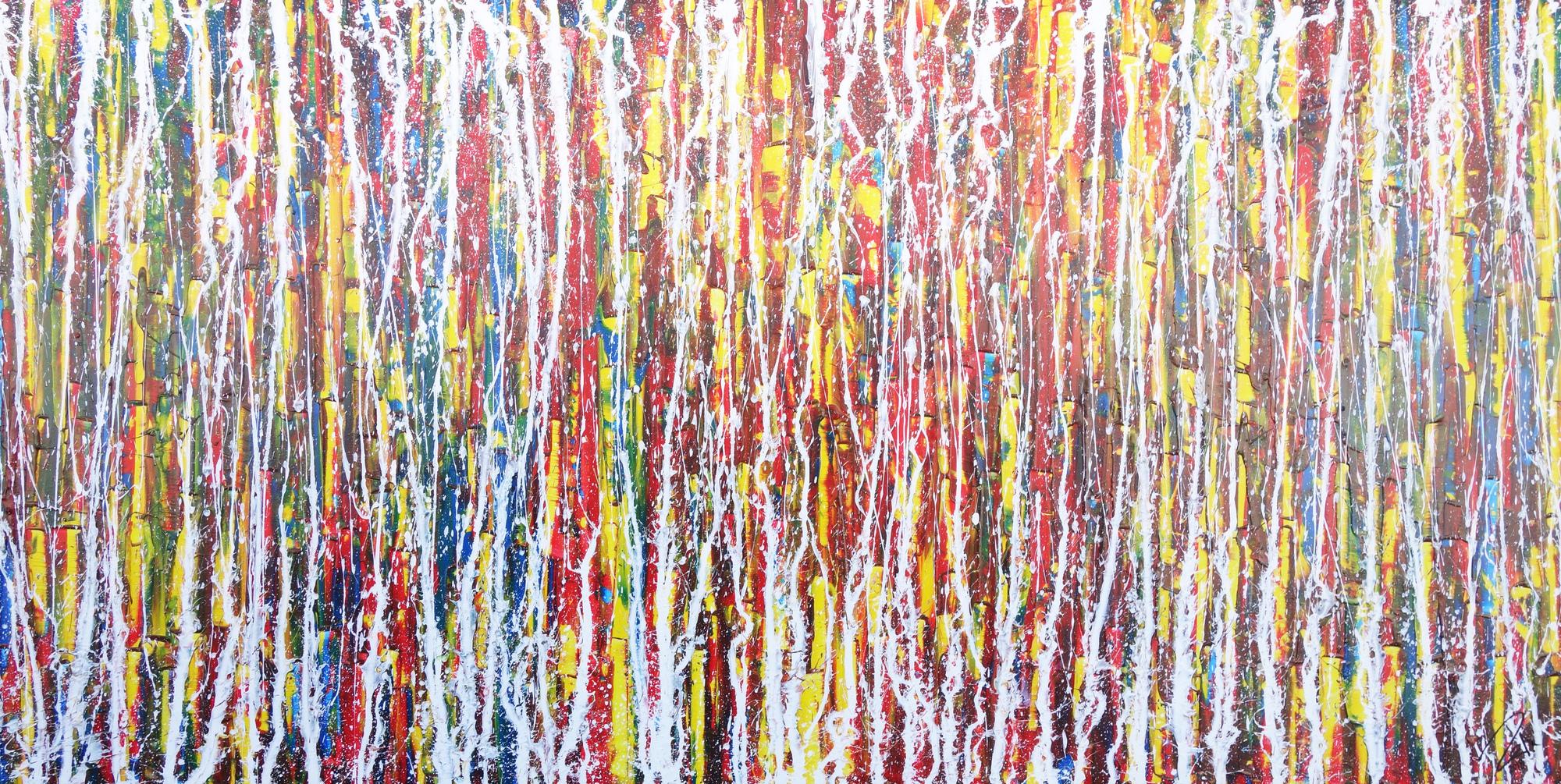 Abstraktes Acrylbild sehr bunt Action Painting Modern Art zeitgenössisch