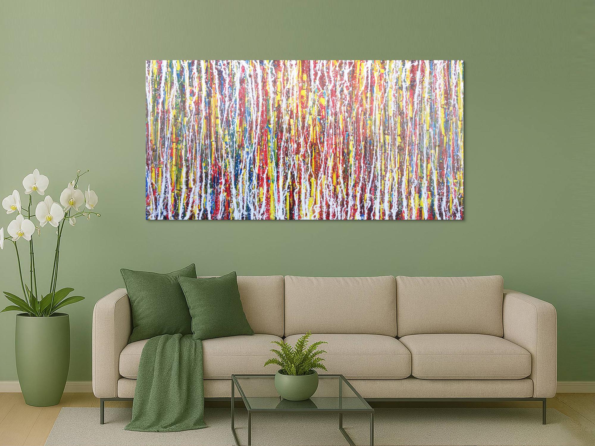 Abstraktes Acrylbild sehr bunt Action Painting Modern Art zeitgenössisch