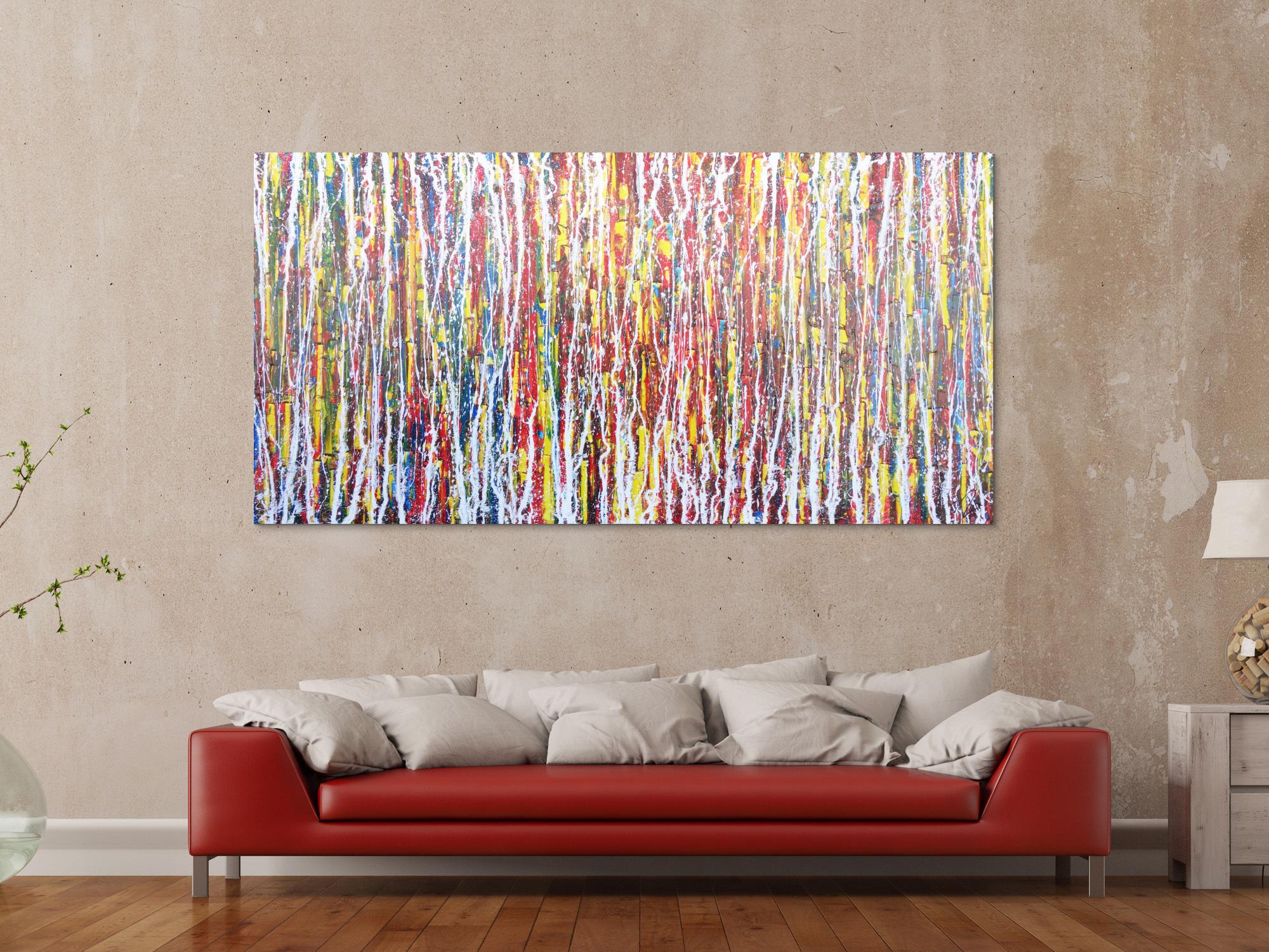 Abstraktes Acrylbild sehr bunt Action Painting Modern Art zeitgenössisch