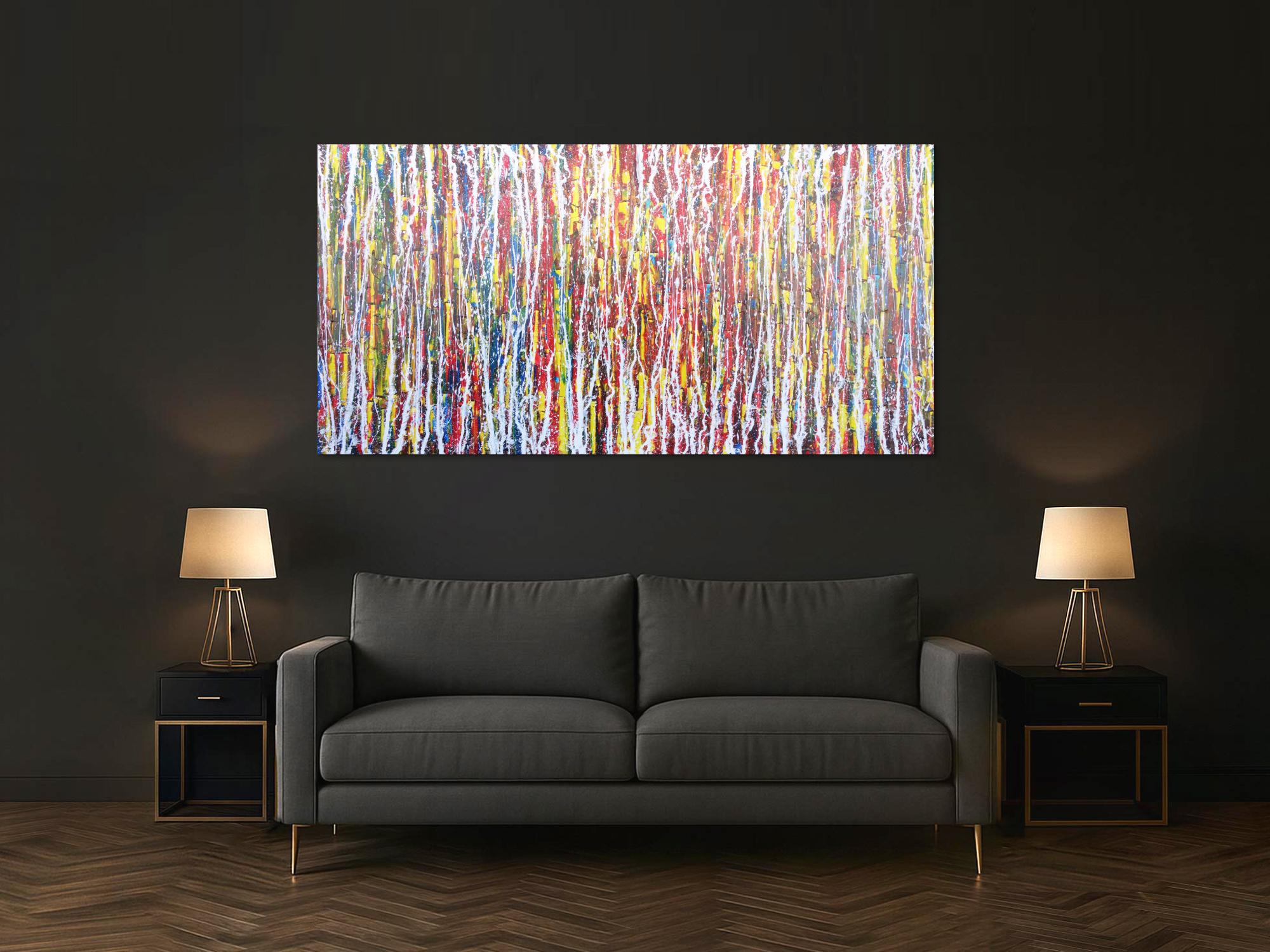 Abstraktes Acrylbild sehr bunt Action Painting Modern Art zeitgenössisch