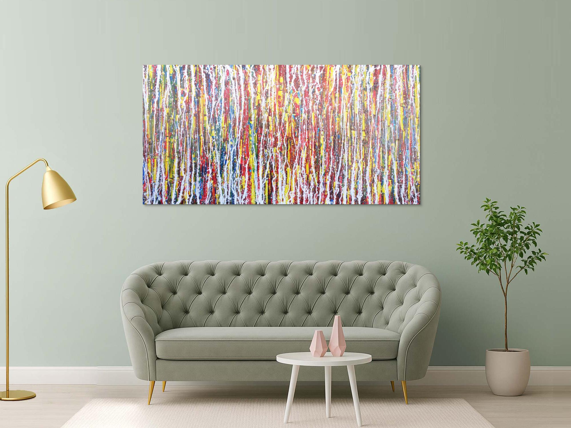 Abstraktes Acrylbild sehr bunt Action Painting Modern Art zeitgenössisch