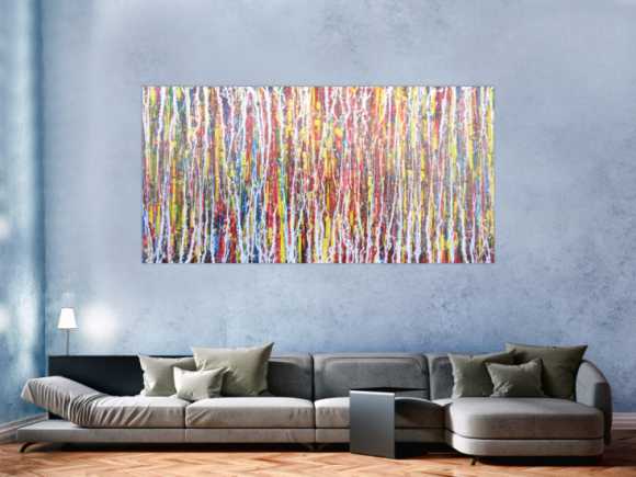 Abstraktes Acrylbild sehr bunt Action Painting Modern Art zeitgenössisch
